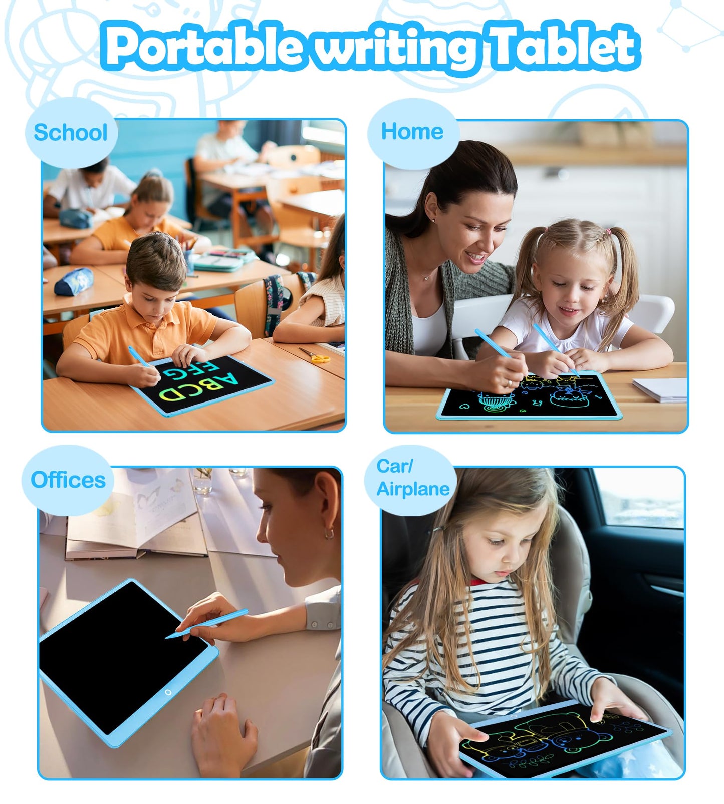 Colourful LCD Writing Board Children 16 Inch Painting Board Magic Board Digital Drawing Writing Tablet Electronic Graphic Tablet 3-12 Year Old Girls Boys Children's Toy Gifts