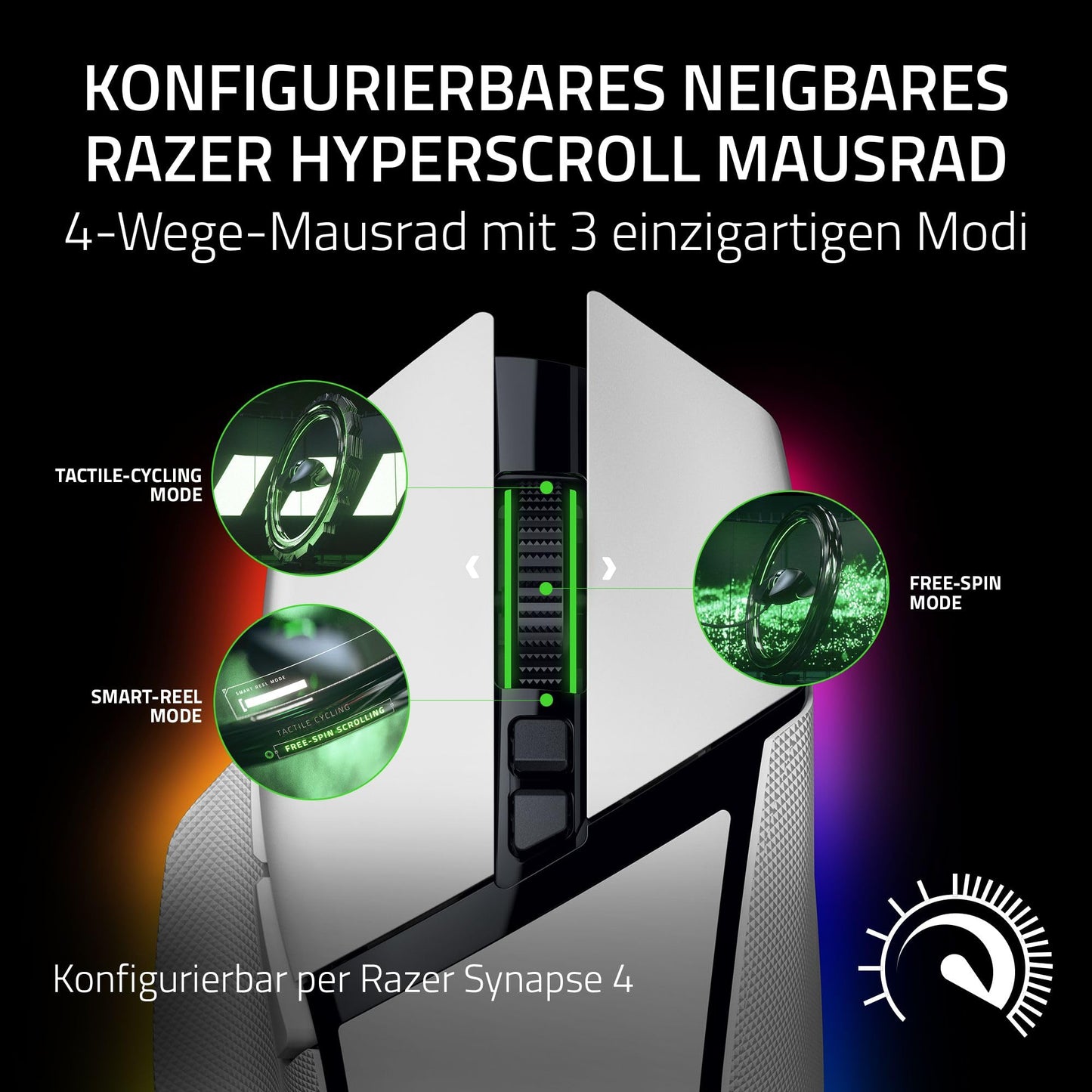 Razer Basilisk V3 - Kabelgebundene, anpassbare Gaming Maus mit Chroma RGB für PC/Mac (10+1 programmierbare Tasten, neigbares HyperScroll Mausrad, ergonomisches Design) Schwarz