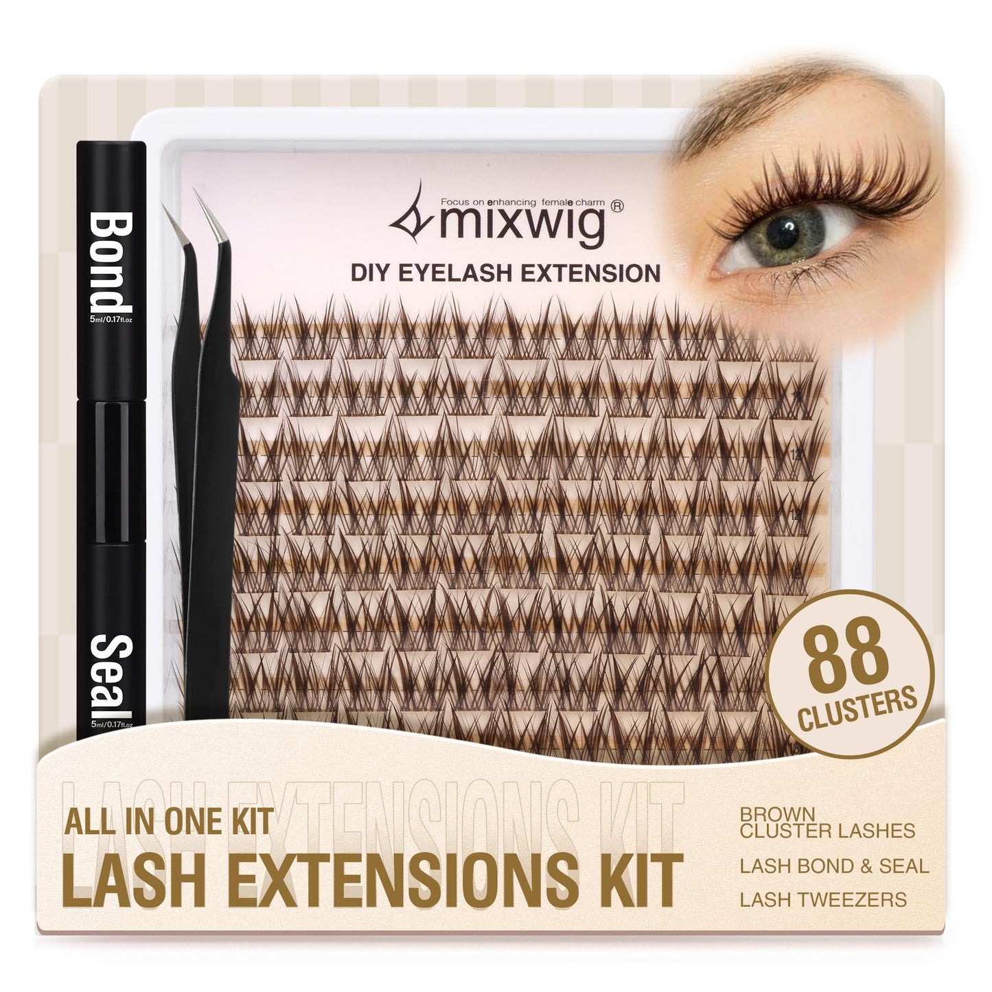 Wimpern Extensions Set Künstliche Wimpern Natürliche DIY Wimpernverlängerung Cluster Wimpern 16MM Individuelle Lashes Kit 40D Nerz Wimpern Fluffy mit Lash Bond und Seal Lash Tweezers