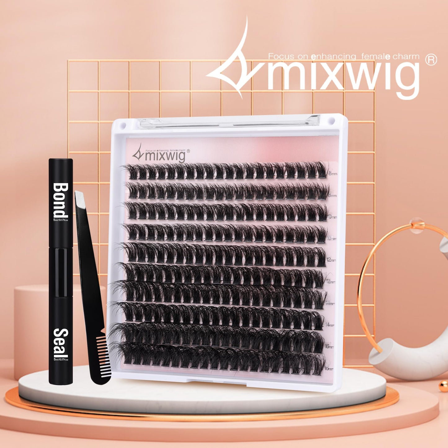 Wimpern Extensions Set Künstliche Wimpern Natürliche DIY Wimpernverlängerung Cluster Wimpern 16MM Individuelle Lashes Kit 40D Nerz Wimpern Fluffy mit Lash Bond und Seal Lash Tweezers