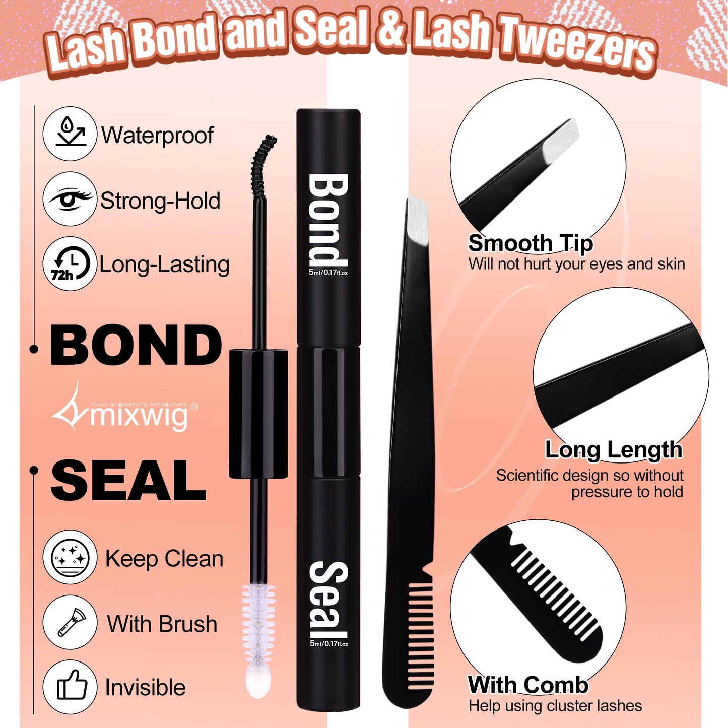 Wimpern Extensions Set Künstliche Wimpern Natürliche DIY Wimpernverlängerung Cluster Wimpern 16MM Individuelle Lashes Kit 40D Nerz Wimpern Fluffy mit Lash Bond und Seal Lash Tweezers