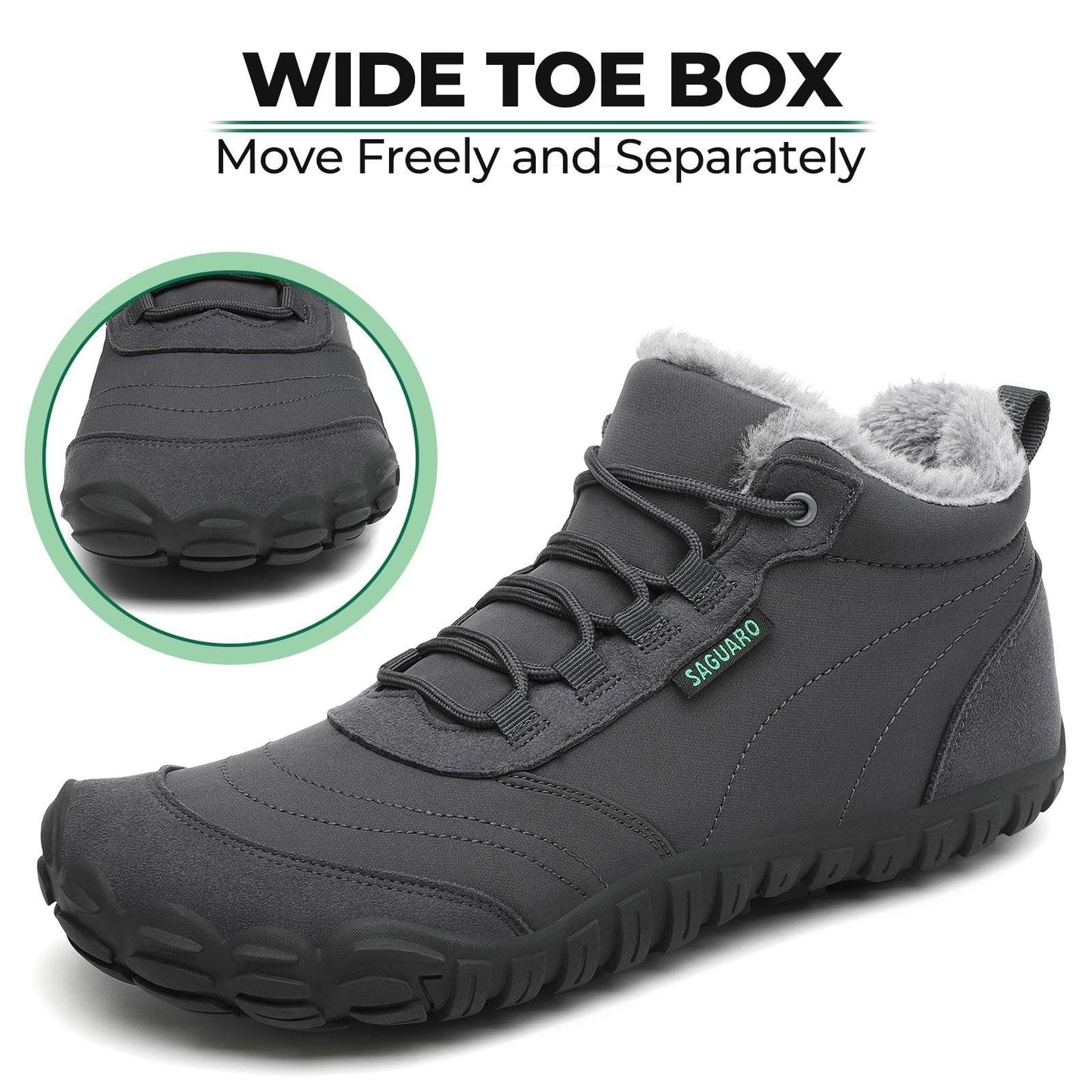 SAGUARO Winter Barfußschuhe Warm Gefüttert Winterschuhe für Damen Herren,EU Gr.36-48