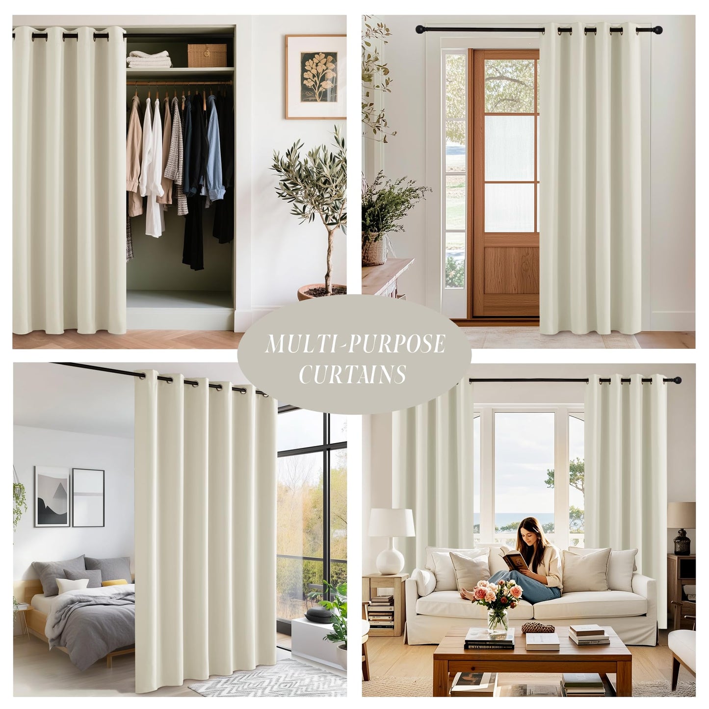 KGORGE Blackout Curtain Grey with Eyelets Door Curtain 200 cm Long - 1 Piece H 200 x W 140 cm Thermal Curtain Front Door Curtains Opaque Living Room Door Curtain Darkening Curtains Blackout