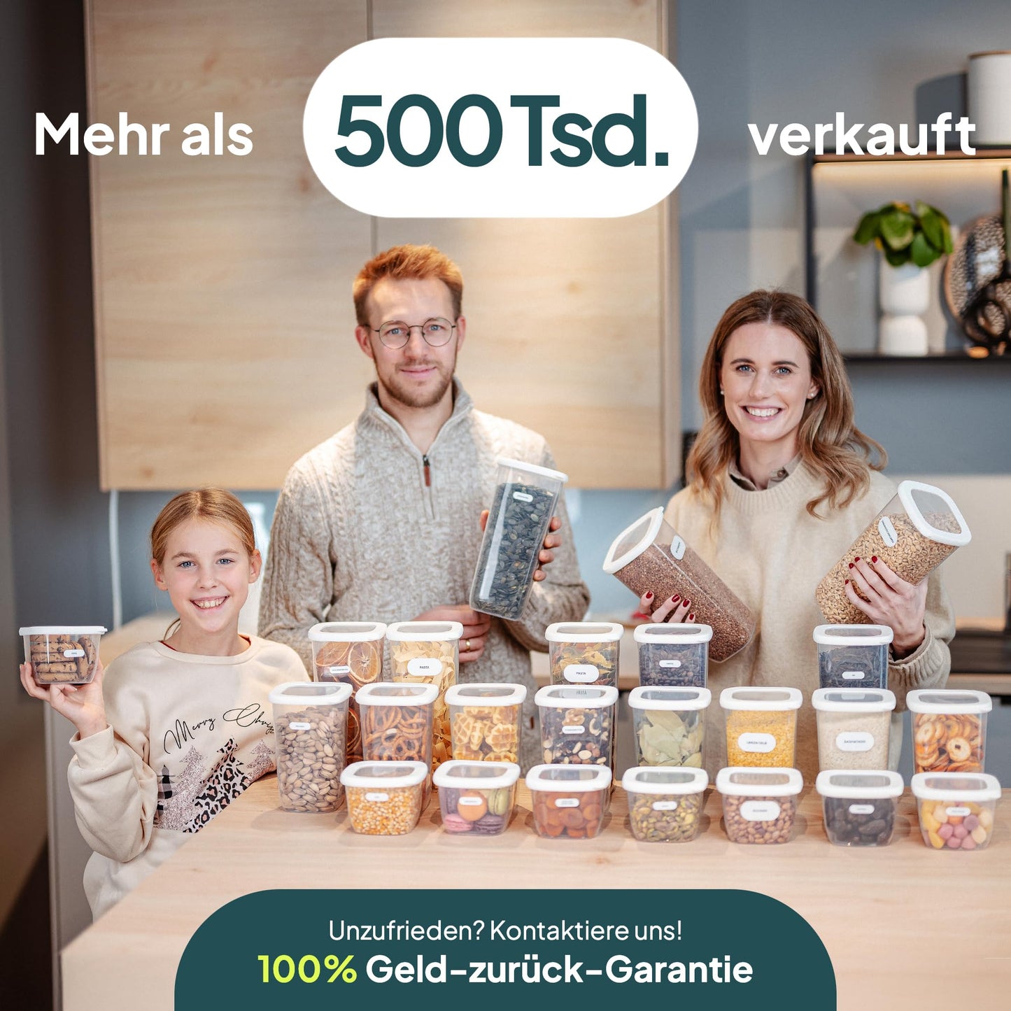 uandu Vorratsdosen mit Deckel Luftdicht - 12er Vorratsbehälter Set | Aufbewahrungsbox Küche Aufbewahrung & Organisation | BPA Frei | Küchen Organizer | Vorratsdosen für alle trockenen Lebensmittel