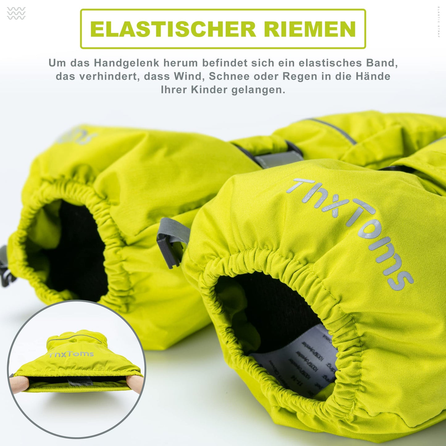 ThxToms Children's Ski Gloves, Winter Ski Gloves, -15°C, Windproof, Waterproof, Warm, Oxford Palm, Thickened for Cold Weather, Outdoor Sports, Snowboarding, Skiing, for Boys and Girls