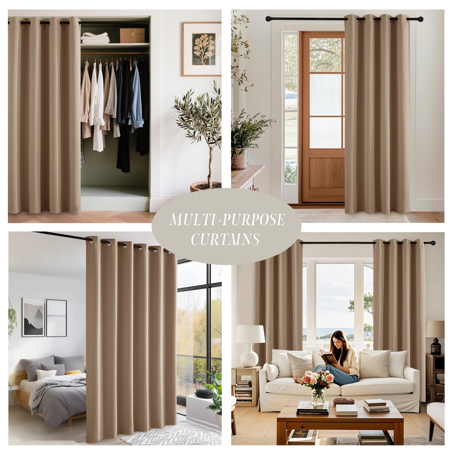 KGORGE Blackout Curtain Grey with Eyelets Door Curtain 200 cm Long - 1 Piece H 200 x W 140 cm Thermal Curtain Front Door Curtains Opaque Living Room Door Curtain Darkening Curtains Blackout