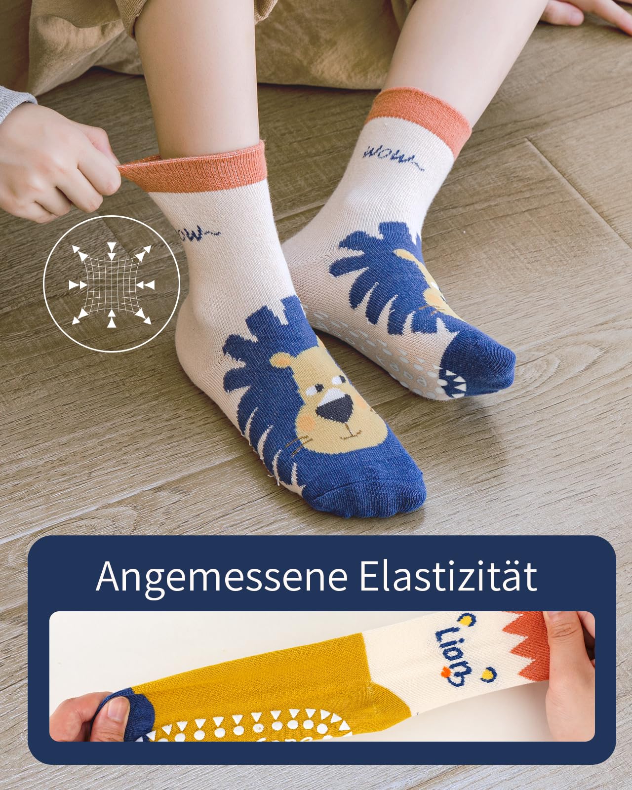 Kyopp 5 Paar Stoppersocken Kinder Baumwolle Socken Jungen Mädchen ABS Anti Rutsch Socken Tiermotive 25-37EU