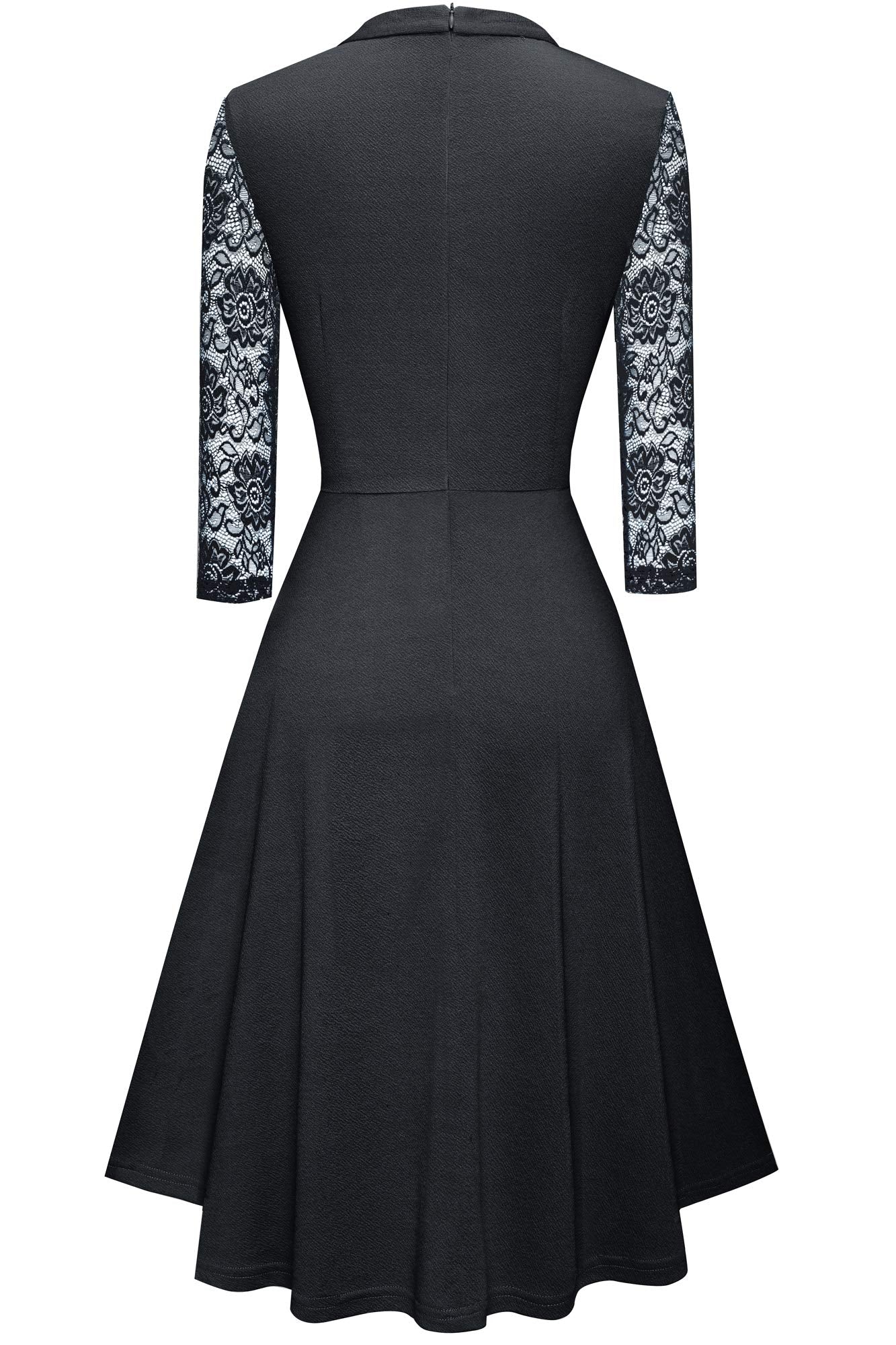 HOMEYEE Damen Elegant Hollow Out Spitze Swing Retro Party Cocktailkleid A234