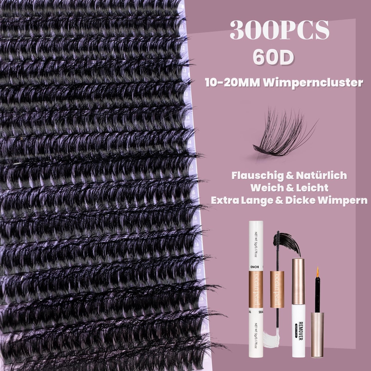 Wimpern Extensions 120 Büschel DIY Lash Extension Set Einzelne Wimpern mit Wimpernkleber und Pinzette für Anfänger Wimpernverlängerung zu Hause Individual Lashes 10-16mm C/D Curl - OP01