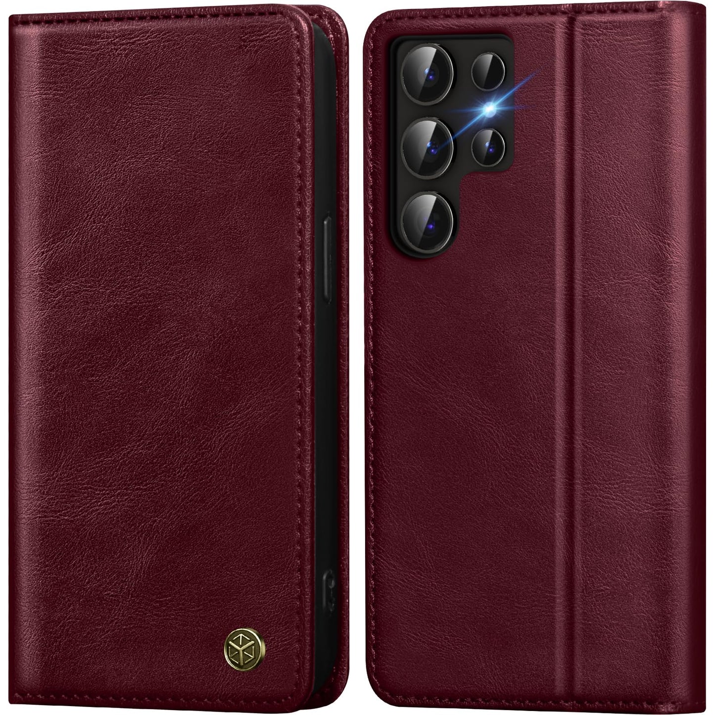 GUCASBE Handyhülle für Samsung Galaxy S24 Ultra Hülle, Premium Lederhülle Klappbar Flip Case RFID Schutzhülle Kartenfach Standfunktion Klapphülle Handytasche für Samsung Galaxy S24 Ultra - Schwarz