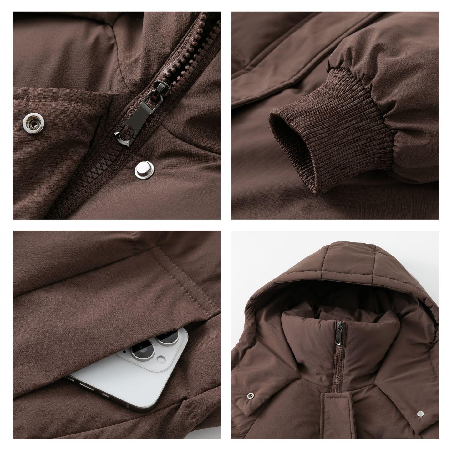 PUFFIT Women's Winter Coat with Hood Warm Waterproof Long Jacket Quilted Coat Female