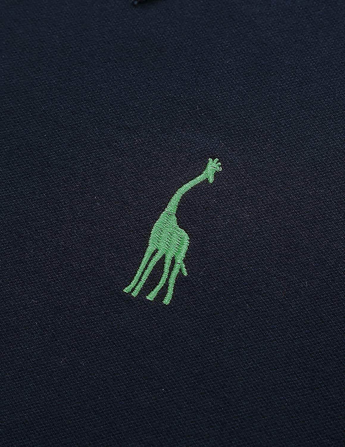 GNRSPTY Poloshirt Herren Kurzarm Polohemd Giraffe Stickerei Einfarbig T-Shirt M-3XL