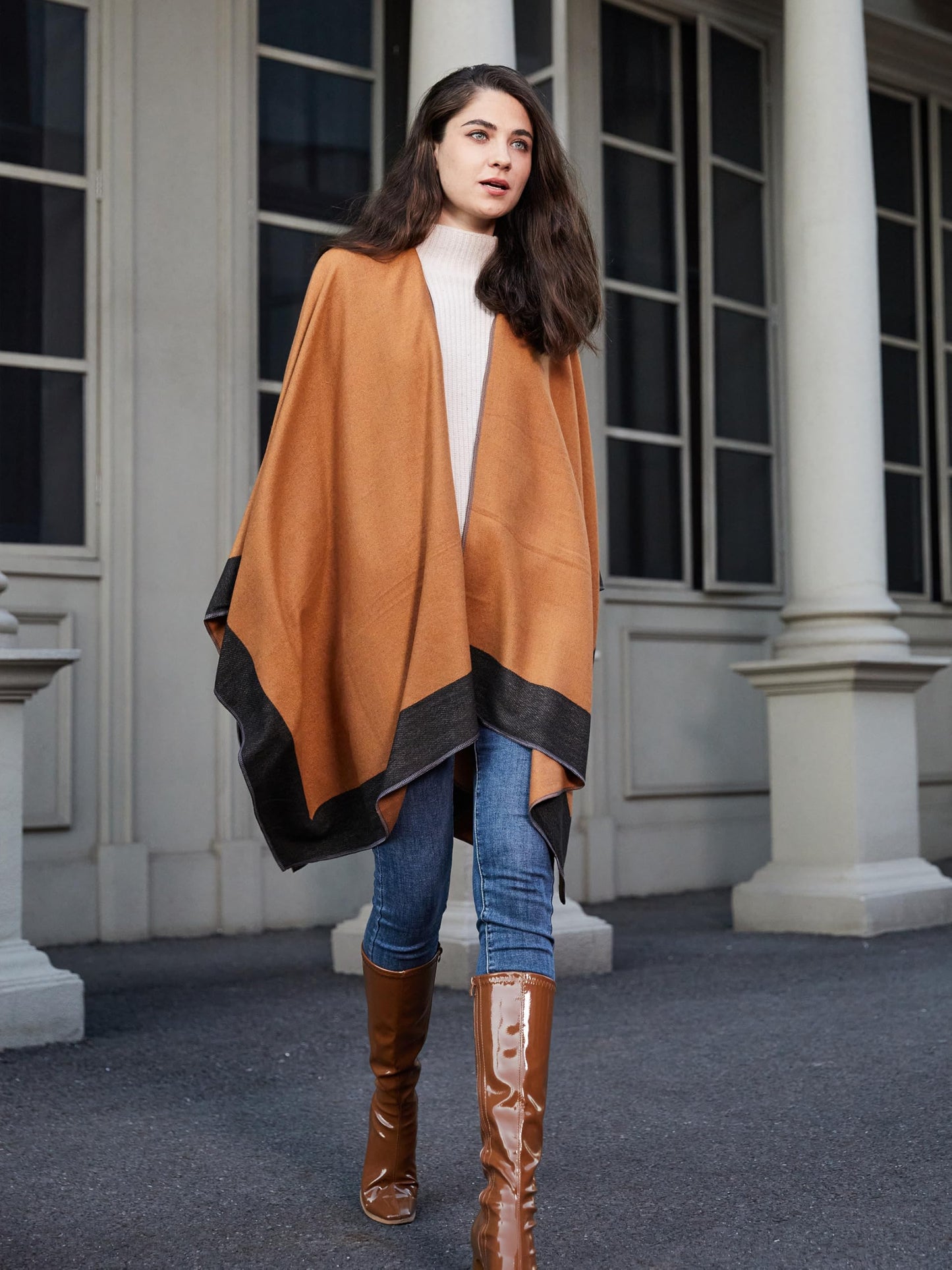 DiaryLook Damen Poncho Schal Winter Cardigan Übergroße Cape Elegant Poncho Für Frauen Umhang Damen Warm Geschenk Für Mutter