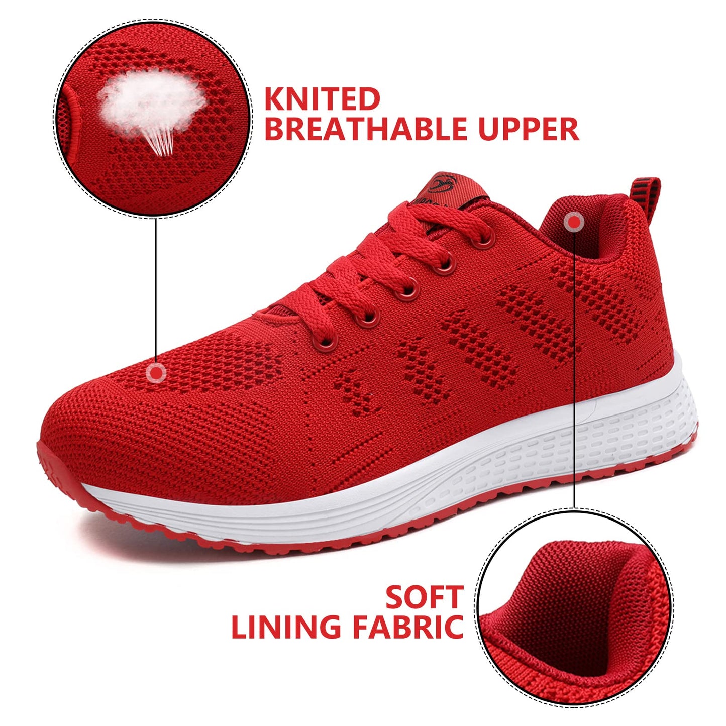 ANBIWANGLUO Damen Turnschuhe Sportliche Laufschuhe Schnürschuhe Atmungsaktive Outdoor Cross Trainer zum Joggen