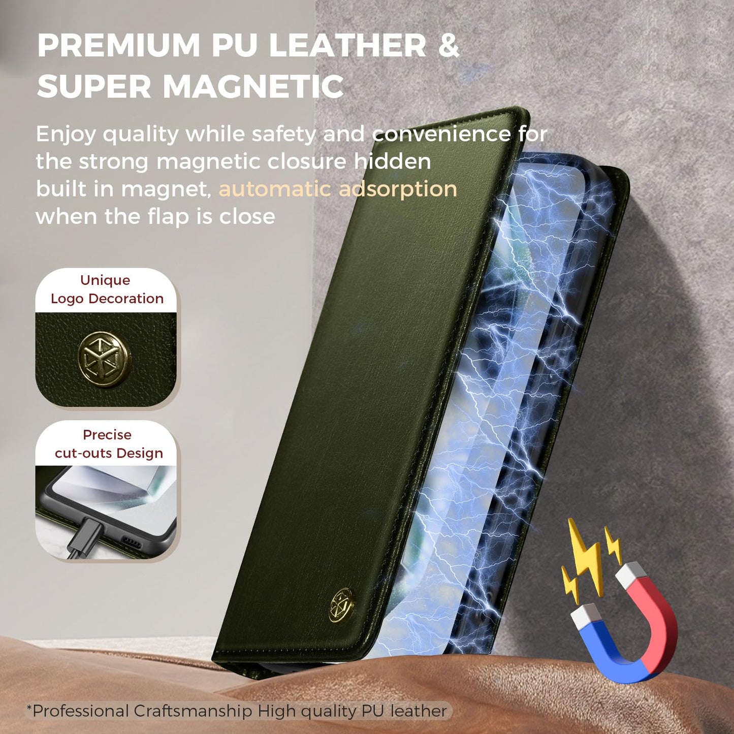 GUCASBE Handyhülle für Samsung Galaxy S24 Ultra Hülle, Premium Lederhülle Klappbar Flip Case RFID Schutzhülle Kartenfach Standfunktion Klapphülle Handytasche für Samsung Galaxy S24 Ultra - Schwarz