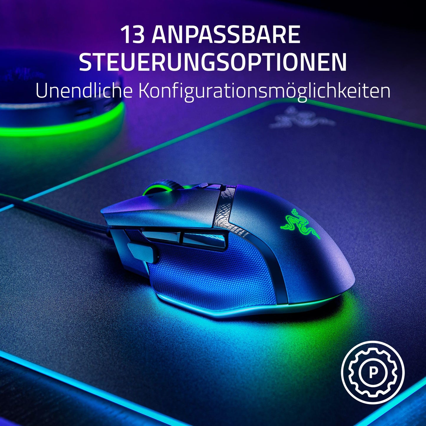 Razer Basilisk V3 - Kabelgebundene, anpassbare Gaming Maus mit Chroma RGB für PC/Mac (10+1 programmierbare Tasten, neigbares HyperScroll Mausrad, ergonomisches Design) Schwarz