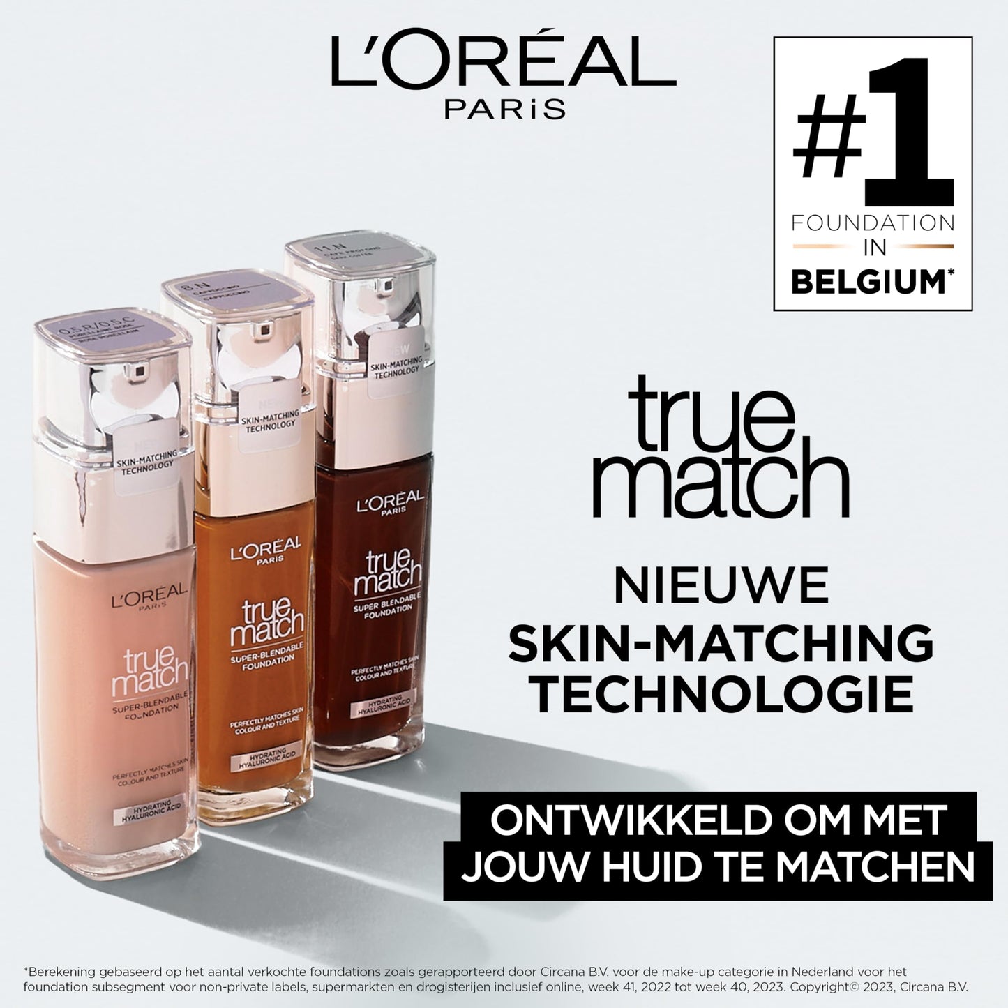 L'Oréal Paris Make up, Flüssige Foundation mit Hyaluron und Aloe Vera, True Match Make-Up, Nr. 5.N Sand, 30 ml