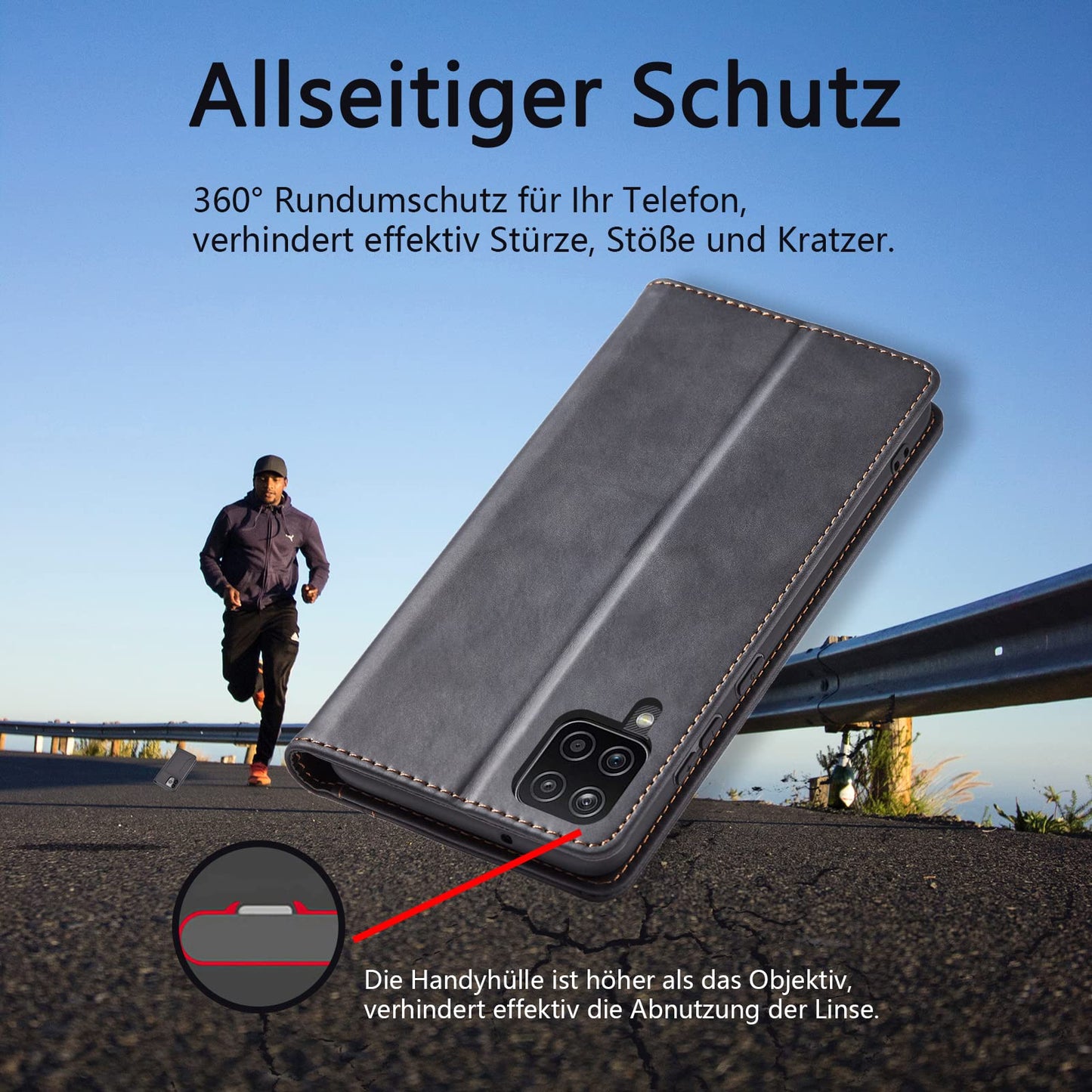 S. Dawezo Hülle für Samsung Galaxy S22 Plus, Premium Leder magnetische Handyhülle mit Ständer, Kartenfach und Brieftasche, Shock Absorbing, kompatibel mit Samsung S22 Plus-Kaffee