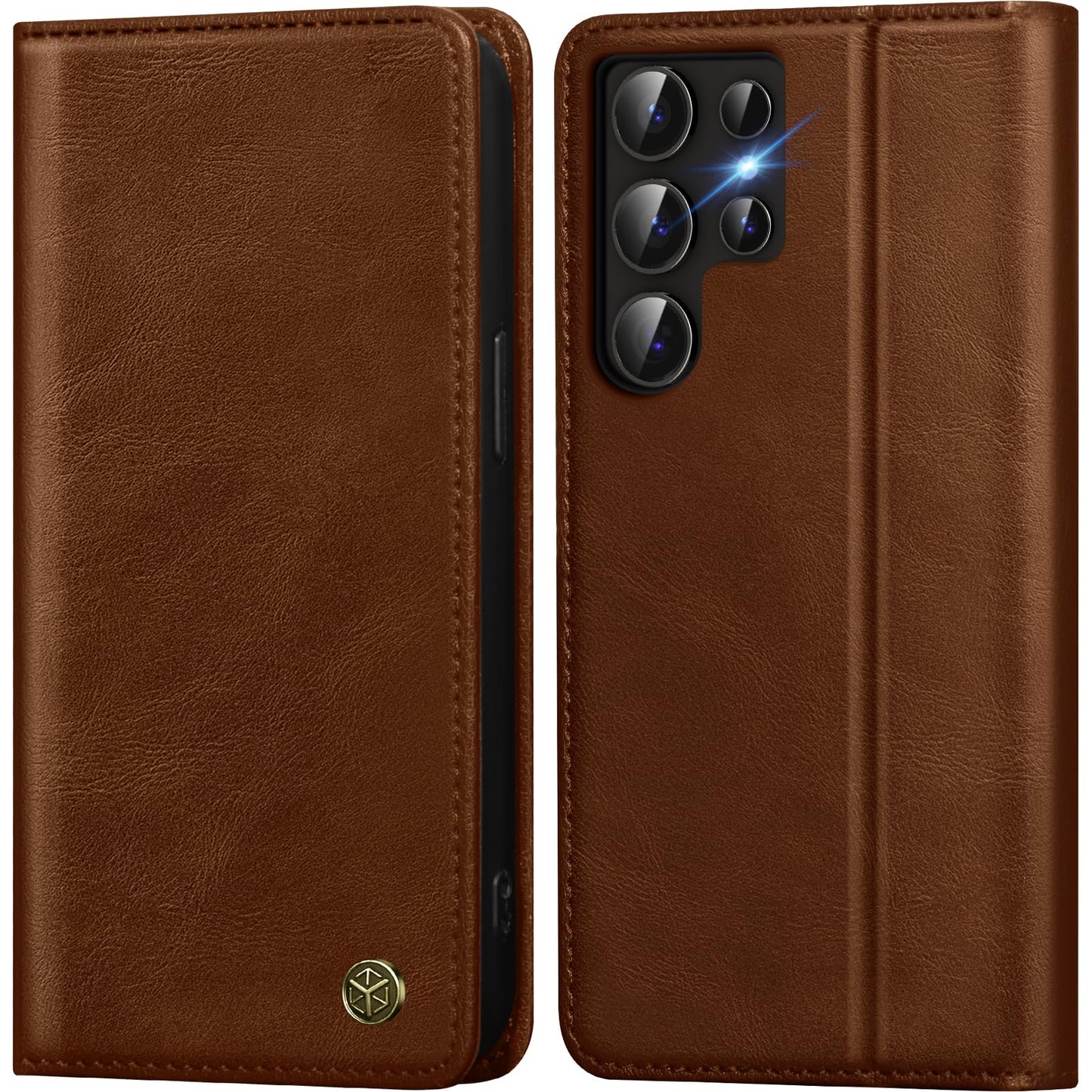 GUCASBE Handyhülle für Samsung Galaxy S24 Ultra Hülle, Premium Lederhülle Klappbar Flip Case RFID Schutzhülle Kartenfach Standfunktion Klapphülle Handytasche für Samsung Galaxy S24 Ultra - Schwarz