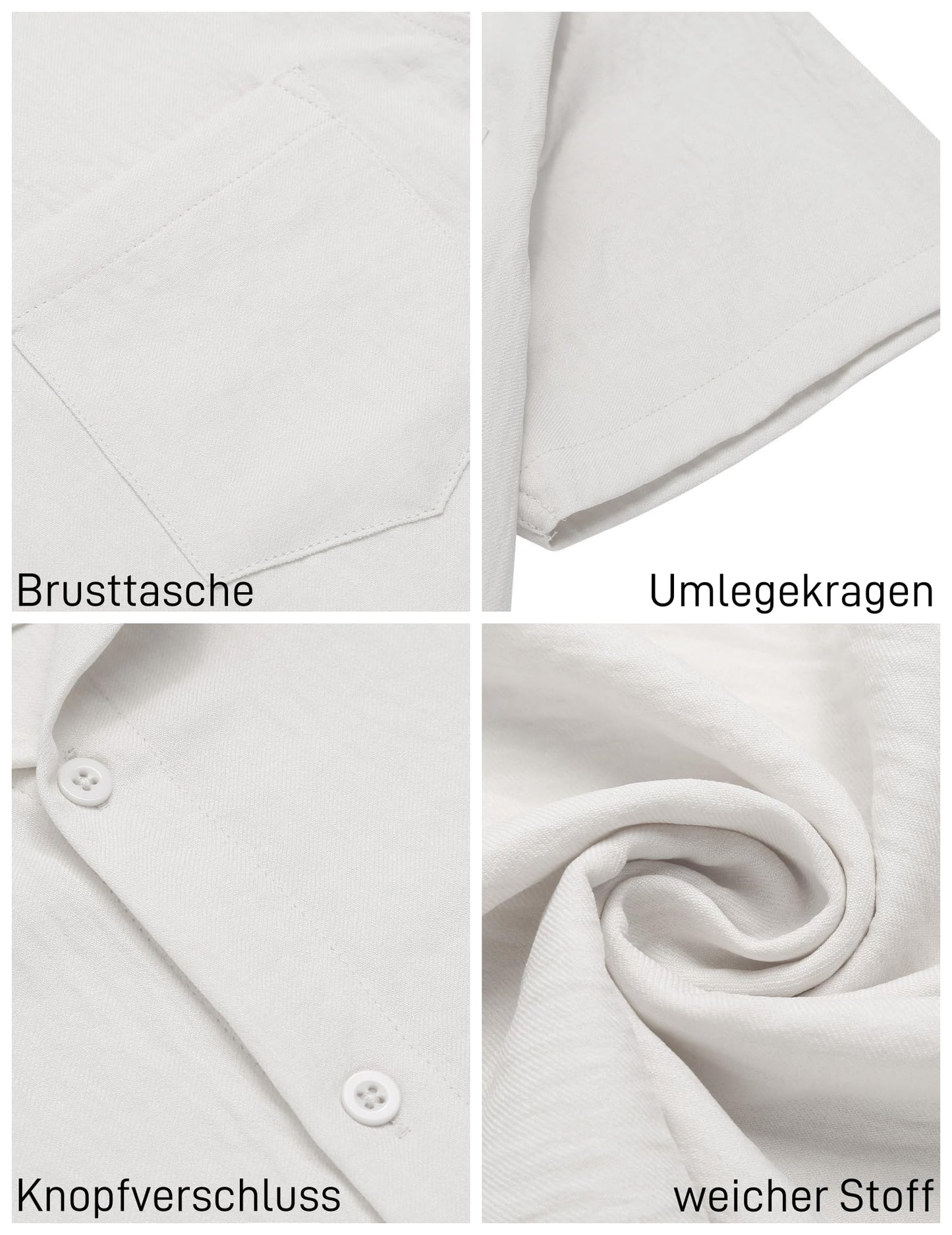 COOFANDY Herren Hemd Kurzarm Sommer Freizeit Männer Hemden Leicht Strand Regular Fit Hemd mit Brusttasche