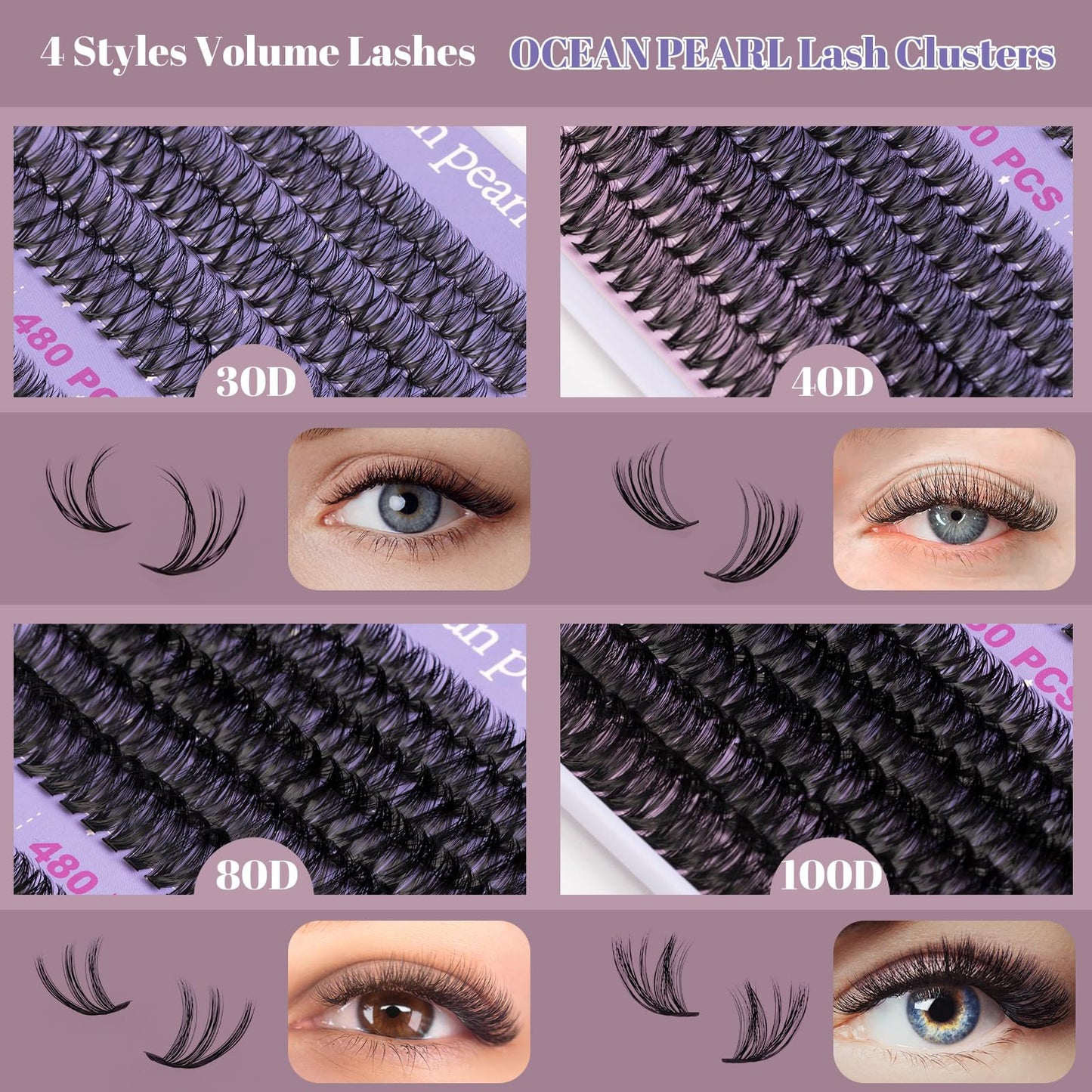 Wimpern Extensions 120 Büschel DIY Lash Extension Set Einzelne Wimpern mit Wimpernkleber und Pinzette für Anfänger Wimpernverlängerung zu Hause Individual Lashes 10-16mm C/D Curl - OP01