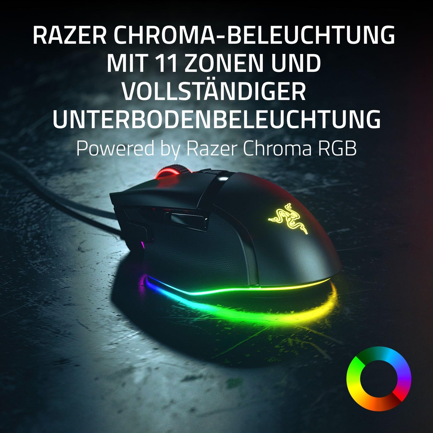 Razer Basilisk V3 - Kabelgebundene, anpassbare Gaming Maus mit Chroma RGB für PC/Mac (10+1 programmierbare Tasten, neigbares HyperScroll Mausrad, ergonomisches Design) Schwarz