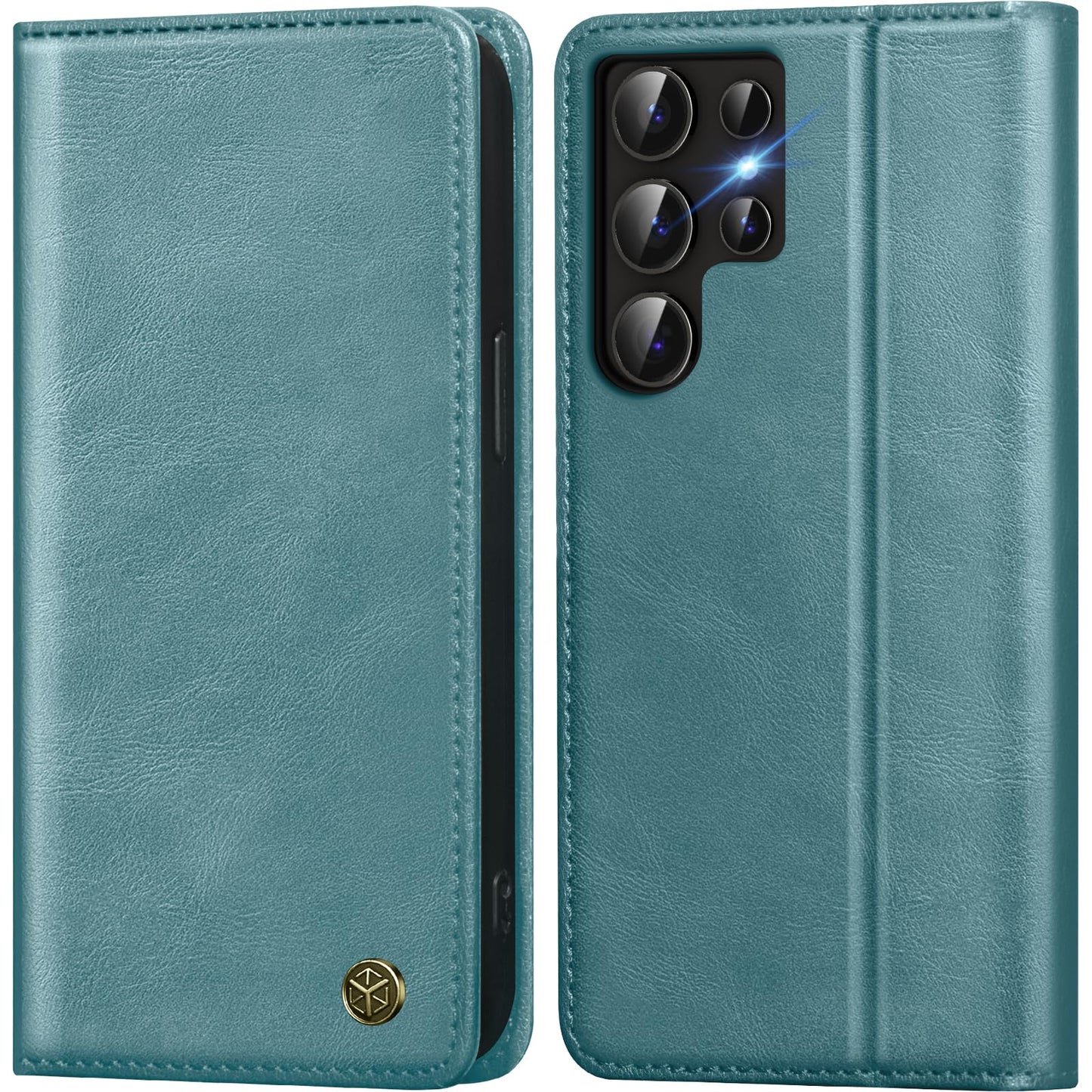 GUCASBE Handyhülle für Samsung Galaxy S24 Ultra Hülle, Premium Lederhülle Klappbar Flip Case RFID Schutzhülle Kartenfach Standfunktion Klapphülle Handytasche für Samsung Galaxy S24 Ultra - Schwarz