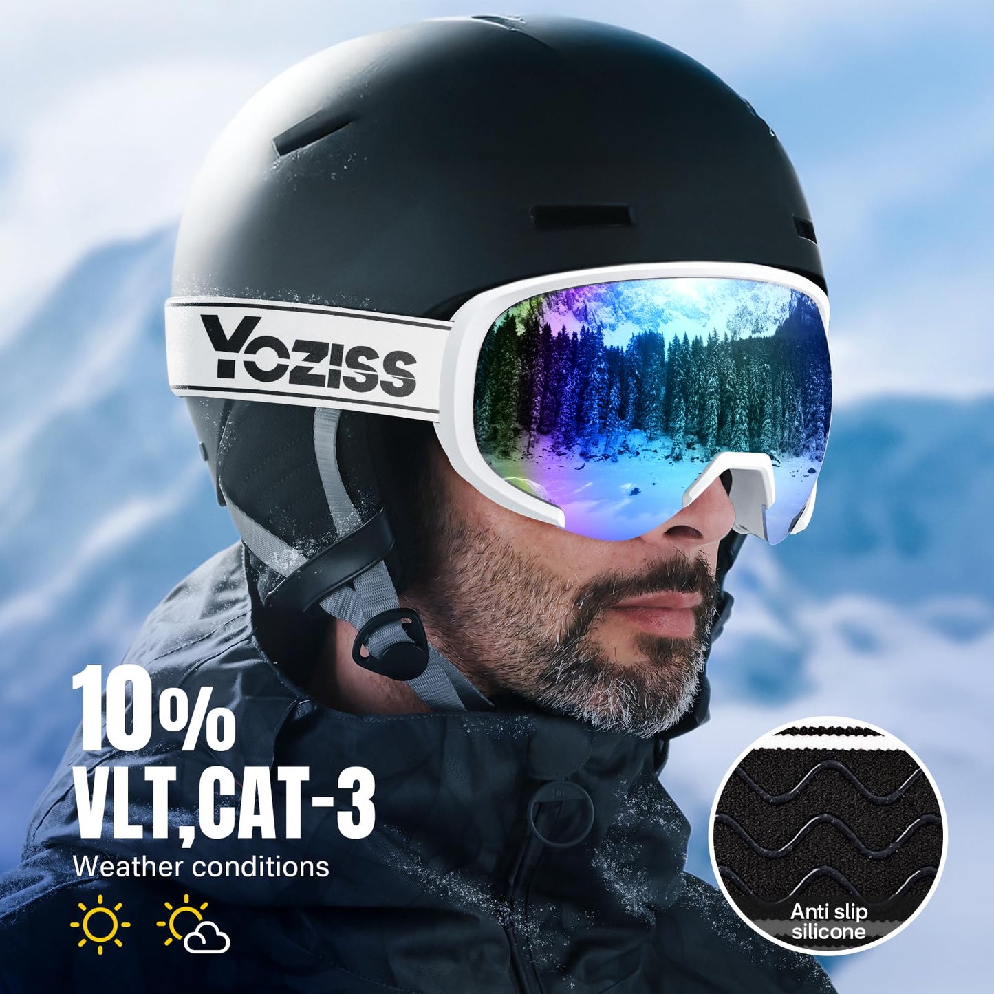 YOZISS OTG Ski Goggles for Men and Women, Magnetic Snowboard Goggles Anti-Fog & 100% UV Protection, OTG Ski Goggles Snow Goggles for Skiing & Winter Sports