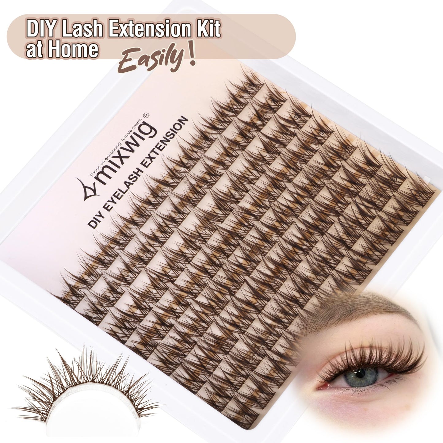 Wimpern Extensions Set Künstliche Wimpern Natürliche DIY Wimpernverlängerung Cluster Wimpern 16MM Individuelle Lashes Kit 40D Nerz Wimpern Fluffy mit Lash Bond und Seal Lash Tweezers