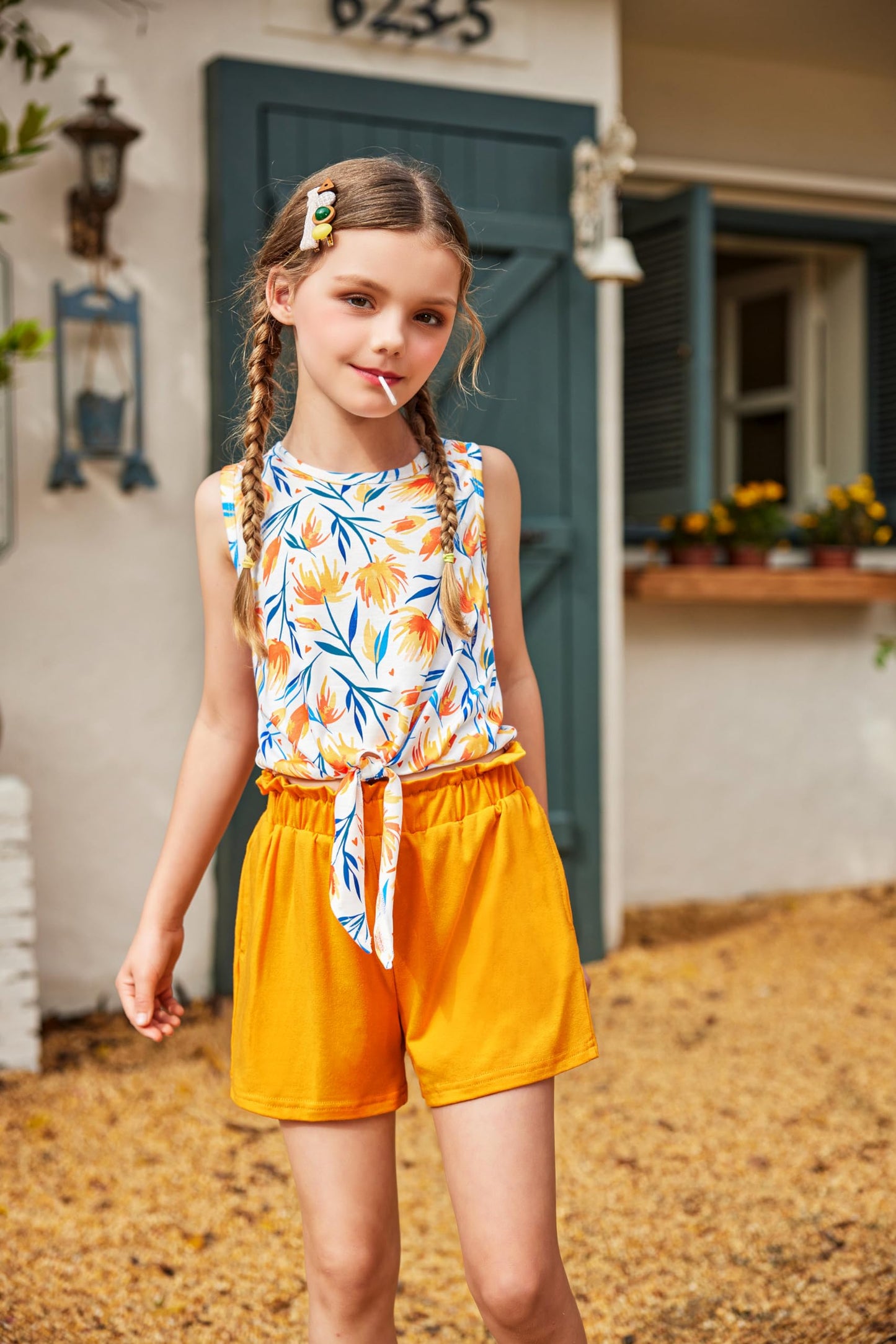 Arshiner Mädchen Tanktops mit Shorts Set Kinder Sommer Bekleidungssets Lässige Mode Ärmelloses T-Shirts Kleidung Sets für Mädchen