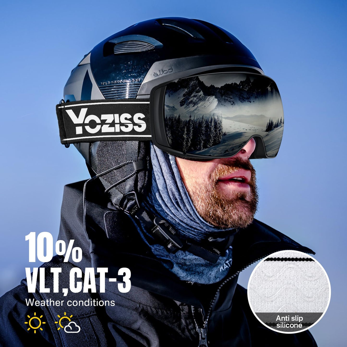 YOZISS OTG Ski Goggles for Men and Women, Magnetic Snowboard Goggles Anti-Fog & 100% UV Protection, OTG Ski Goggles Snow Goggles for Skiing & Winter Sports