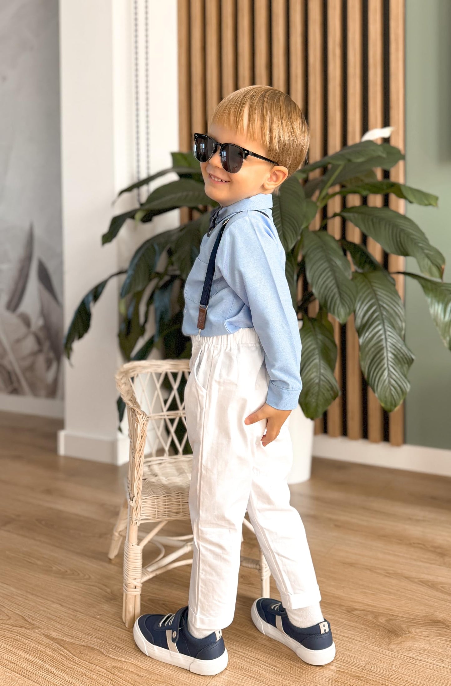 Volunboy Baby Jungen Anzug Set Bekleidung Hemd mit Fliege + Hosenträger Hosen Strampler Anzug