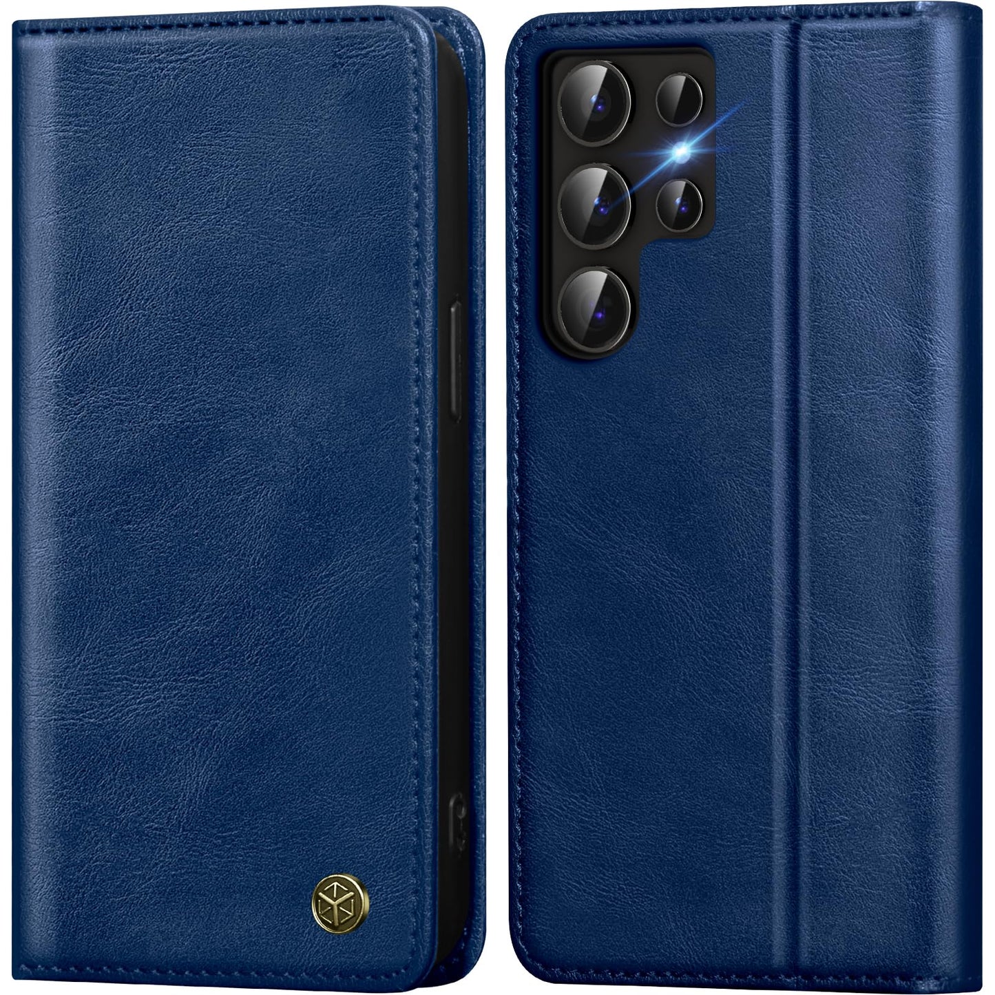 GUCASBE Handyhülle für Samsung Galaxy S24 Ultra Hülle, Premium Lederhülle Klappbar Flip Case RFID Schutzhülle Kartenfach Standfunktion Klapphülle Handytasche für Samsung Galaxy S24 Ultra - Schwarz