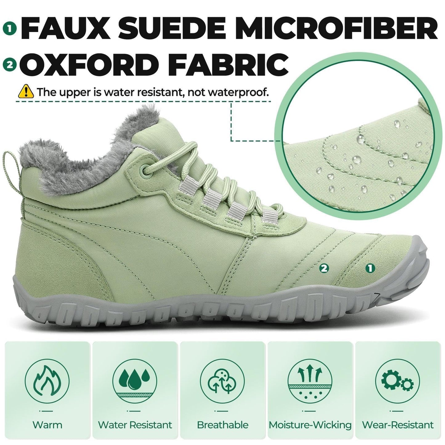 SAGUARO Winter Barfußschuhe Warm Gefüttert Winterschuhe für Damen Herren,EU Gr.36-48