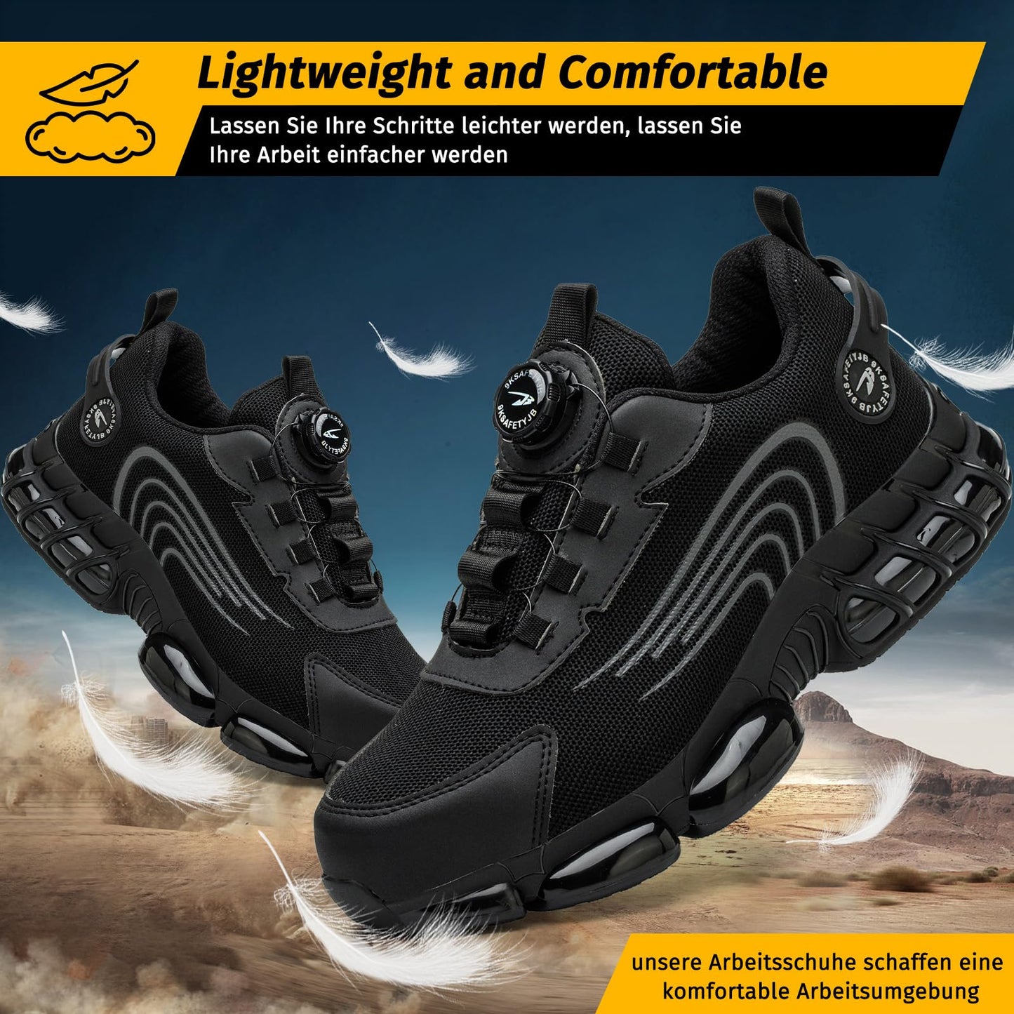 FOGOIN Sicherheitsschuhe Herren S3 Explorer 3.0 Sportliche Arbeitsschuhe Leicht Trends Drehknopf Anti-Smash und Anti-Punktur Arbeit Versicherung Schuhe Unisex