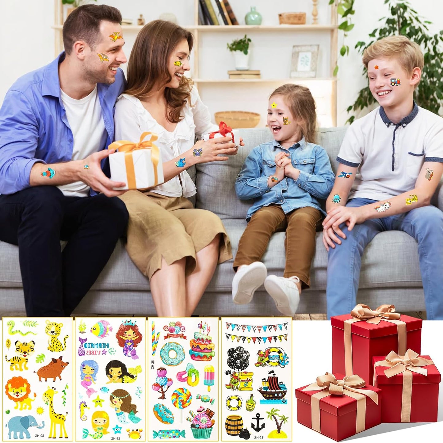 Habett Children's Tattoo Set 300+ Girls Boys Temporary Children's Tattoos Dinosaur Space Animals Butterfly Fish Adhesive Tattoos for Children's Birthday Party Birthday Decoration Party Decoration