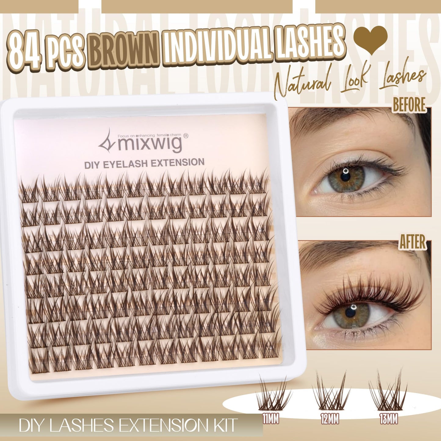 Wimpern Extensions Set Künstliche Wimpern Natürliche DIY Wimpernverlängerung Cluster Wimpern 16MM Individuelle Lashes Kit 40D Nerz Wimpern Fluffy mit Lash Bond und Seal Lash Tweezers
