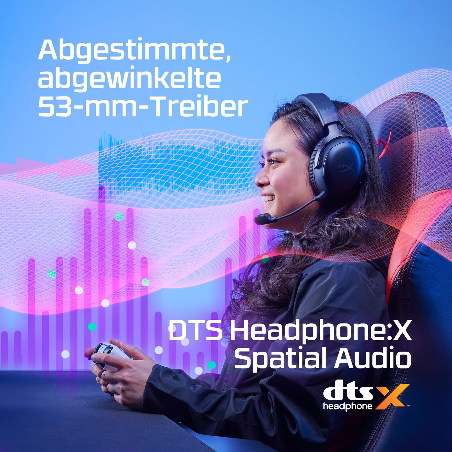 HyperX Cloud III – Kabelgebundenes Gaming-Headset, PC, PS5, Xbox Series X|S, abgewinkelte 53mm-Treiber, DTS, Memory-Schaum, Stabiler Rahmen, ultraklares 10mm-Mikrofon, USB-C, USB-A, 3,5mm, Schwarz