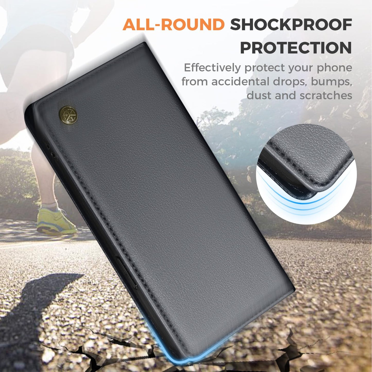 GUCASBE Handyhülle für Samsung Galaxy S24 Ultra Hülle, Premium Lederhülle Klappbar Flip Case RFID Schutzhülle Kartenfach Standfunktion Klapphülle Handytasche für Samsung Galaxy S24 Ultra - Schwarz