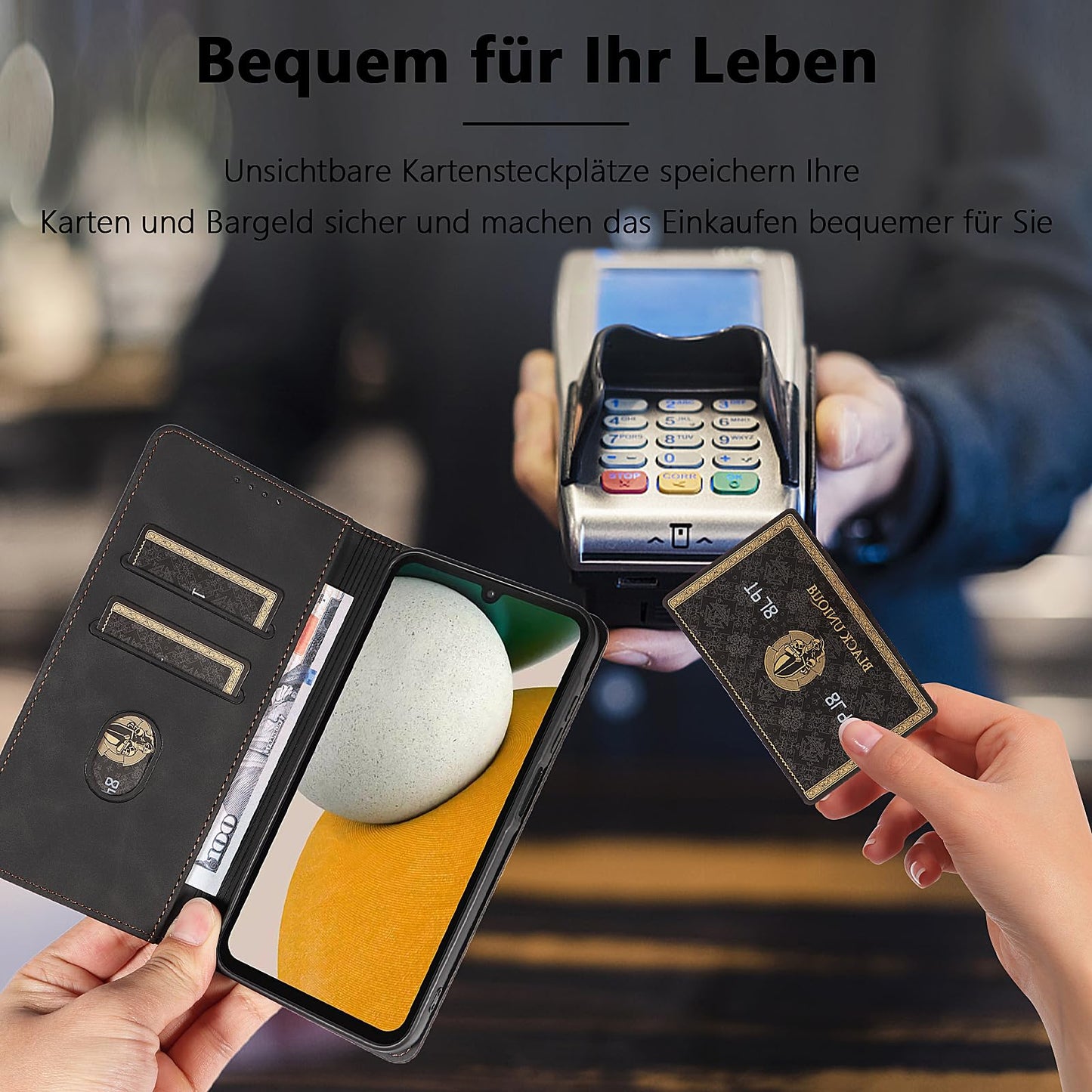 S. Dawezo Hülle für Samsung Galaxy S22 Plus, Premium Leder magnetische Handyhülle mit Ständer, Kartenfach und Brieftasche, Shock Absorbing, kompatibel mit Samsung S22 Plus-Kaffee