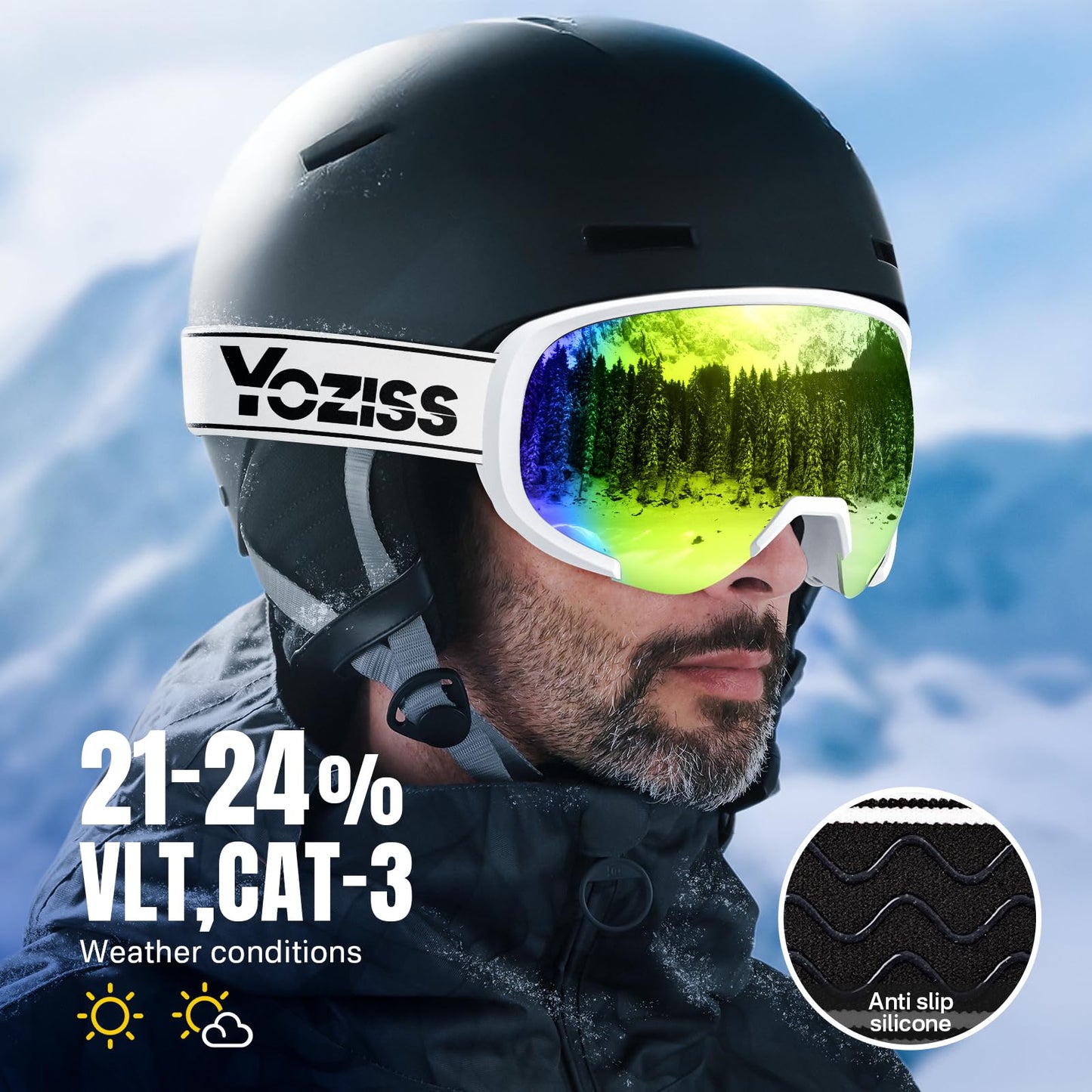 YOZISS OTG Ski Goggles for Men and Women, Magnetic Snowboard Goggles Anti-Fog & 100% UV Protection, OTG Ski Goggles Snow Goggles for Skiing & Winter Sports