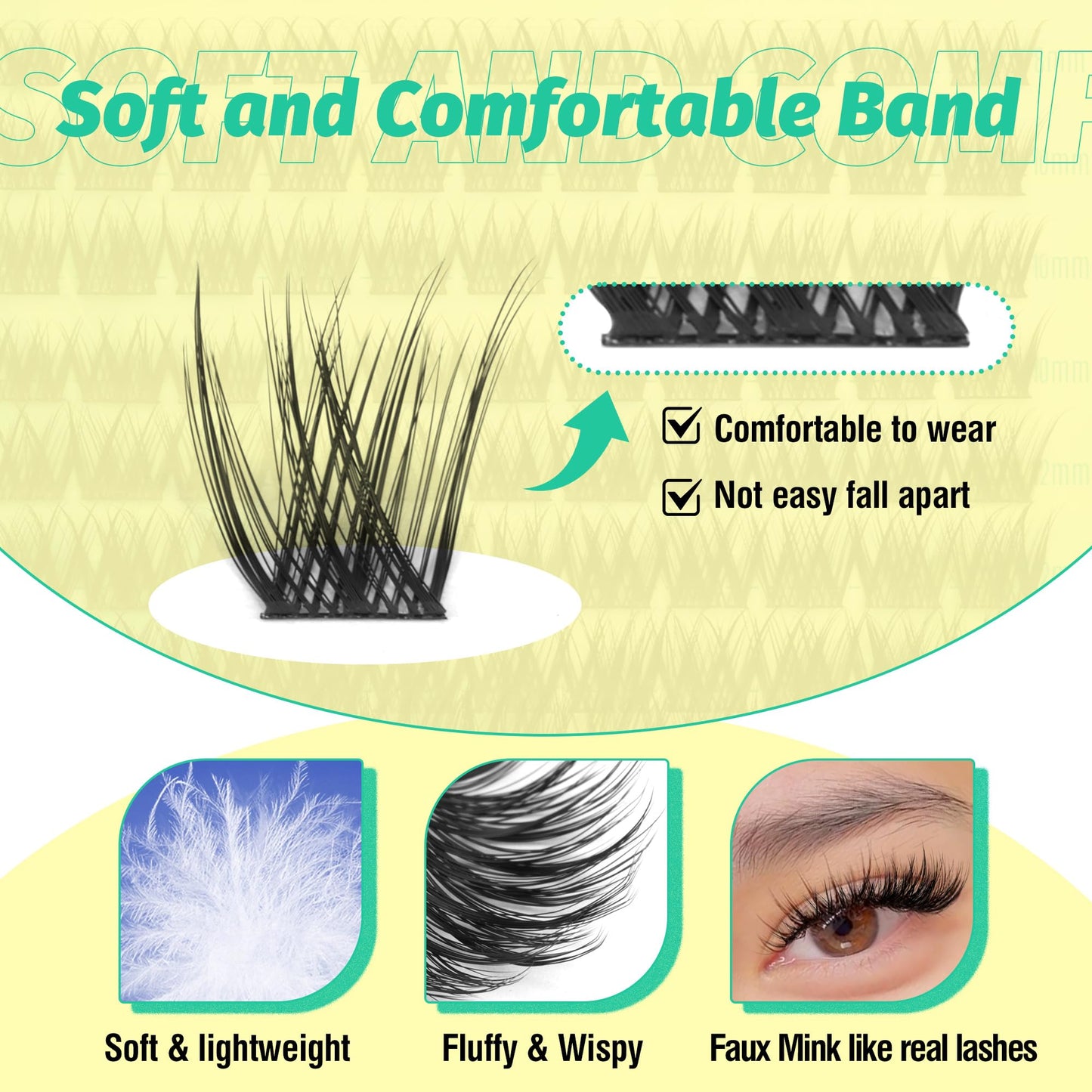 Wimpern Extensions Set Künstliche Wimpern Natürliche DIY Wimpernverlängerung Cluster Wimpern 16MM Individuelle Lashes Kit 40D Nerz Wimpern Fluffy mit Lash Bond und Seal Lash Tweezers