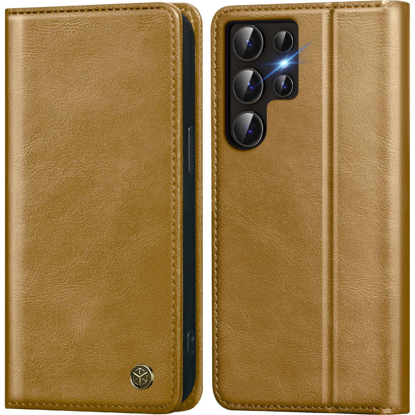 GUCASBE Handyhülle für Samsung Galaxy S24 Ultra Hülle, Premium Lederhülle Klappbar Flip Case RFID Schutzhülle Kartenfach Standfunktion Klapphülle Handytasche für Samsung Galaxy S24 Ultra - Schwarz