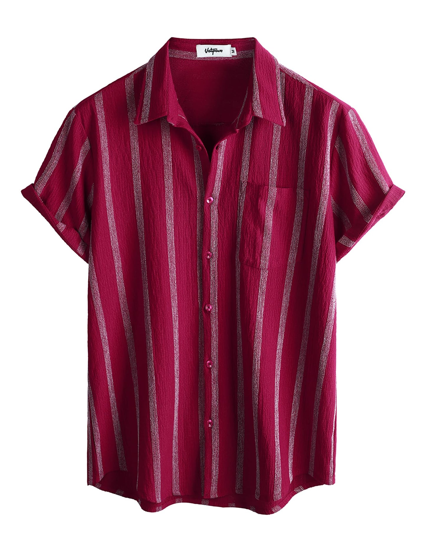 VATPAVE Herren Sommer Gestreifte Hemden Button Down Kurzarm Vintage Strand Hawaii Hemden mit Tasche