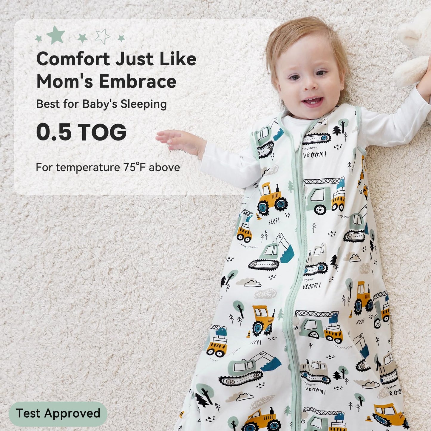 Unnivoll Schlafsack Baby 1.5 Tog Babyschlafsack 0-6 Monate 2er Pack Schlafsack Winter Herbst 67 cm für Jungen Mädchen Neugeborene Kaffee