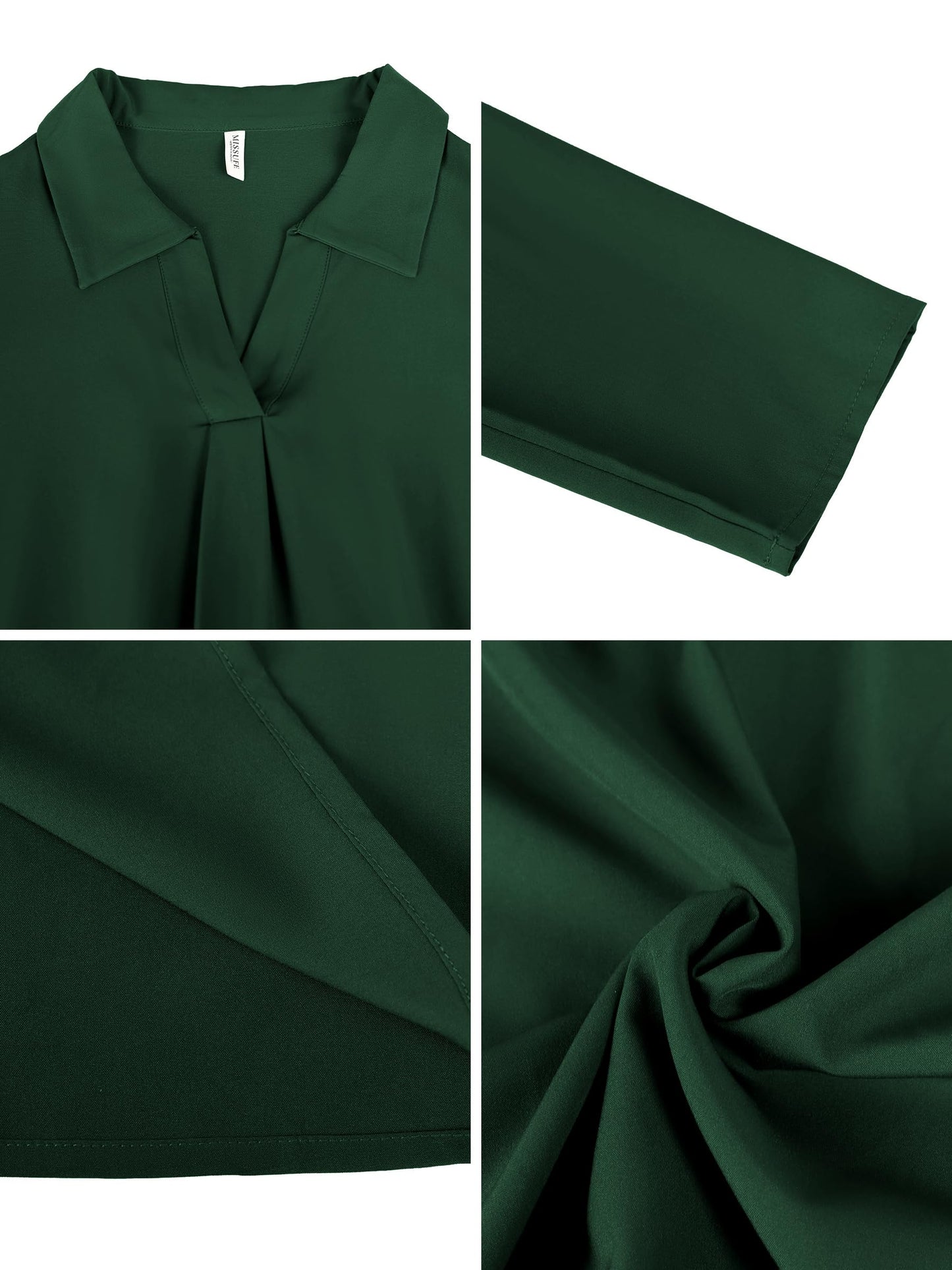 Missufe Damen Freizeit Blusenkleid Tunika Hemdkleid 3/4 Ärmel Locker Shirt Kurzes Kleid