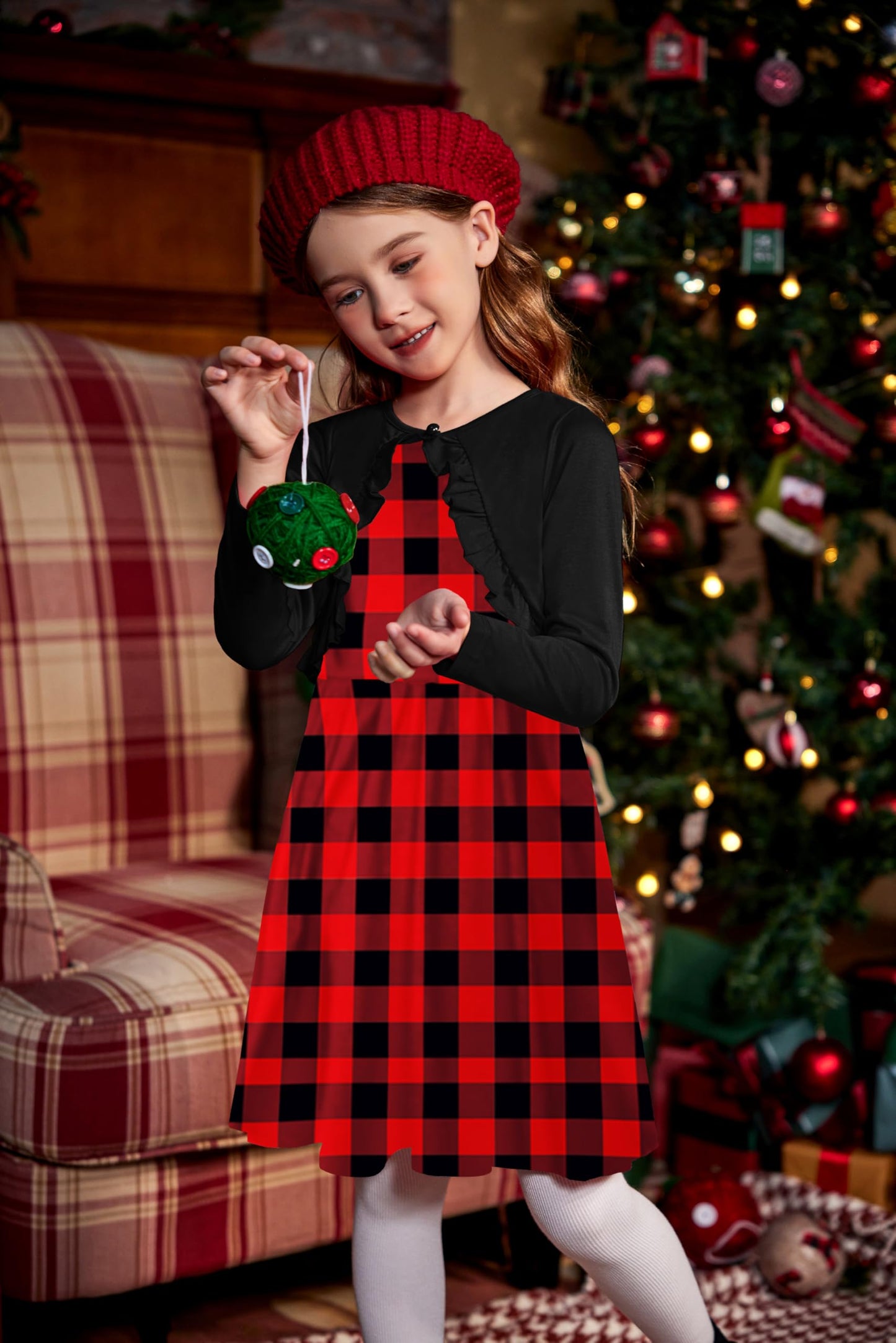 Arshiner Mädchen Kleid Kleinkind mit Langarm Bolero Strickjacke Baumwolle Kleidanzug Festliche Freizeit Kleider für Baby-Mädchen