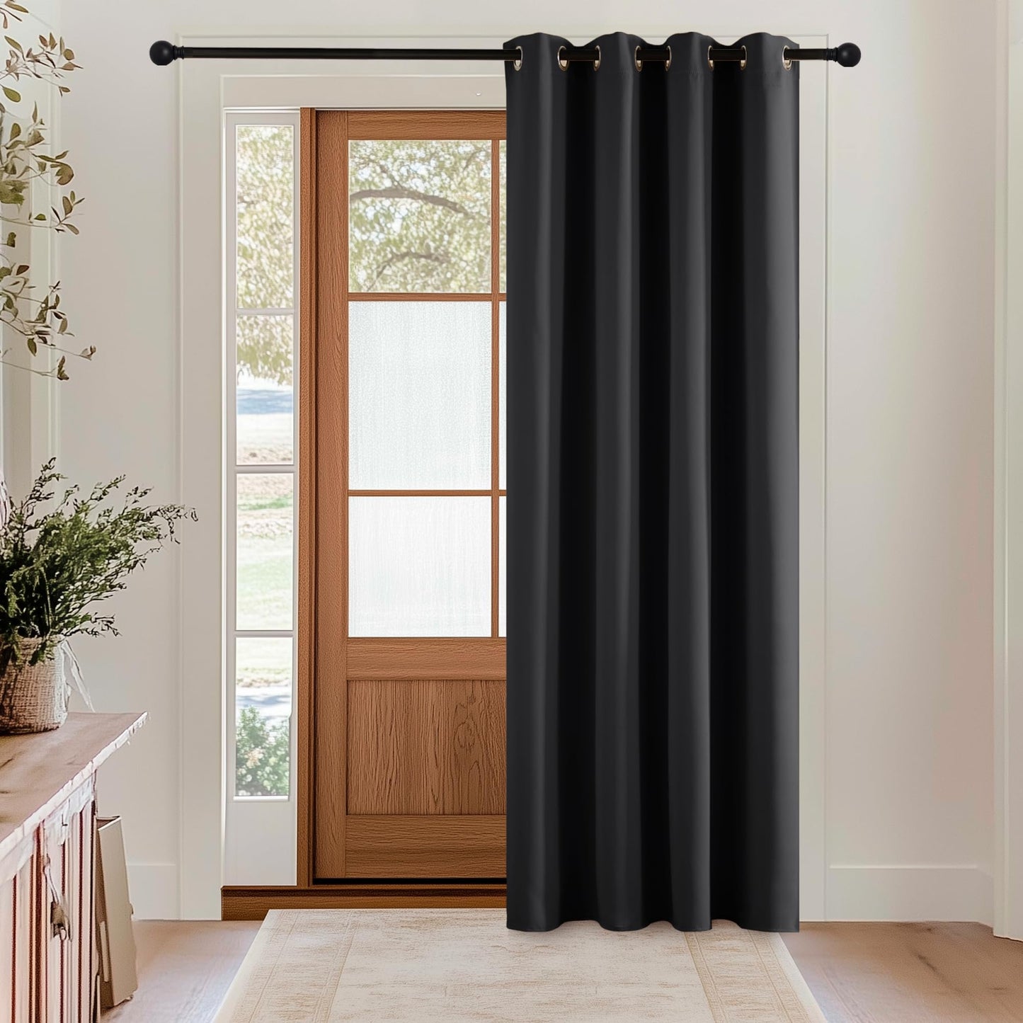 KGORGE Blackout Curtain Grey with Eyelets Door Curtain 200 cm Long - 1 Piece H 200 x W 140 cm Thermal Curtain Front Door Curtains Opaque Living Room Door Curtain Darkening Curtains Blackout