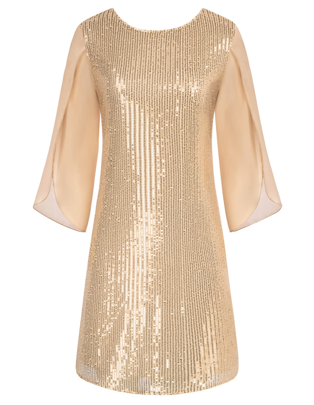 GRACE KARIN Damen Pailletten Kleid 3/4 Ärmel Party Cocktailkleid Club Glitzer Kleid Vintage MidiKleid Festlich Abendkleid