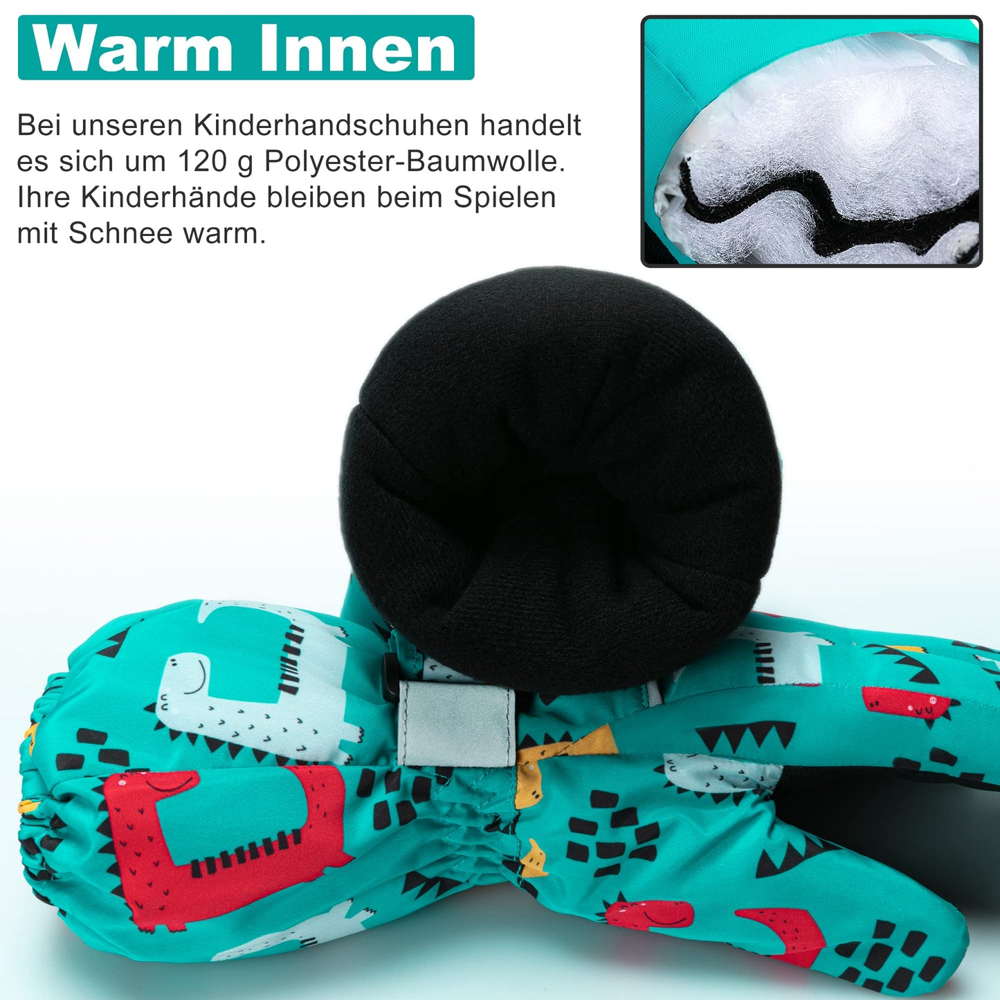 ThxToms Children's Ski Gloves, Winter Ski Gloves, -15°C, Windproof, Waterproof, Warm, Oxford Palm, Thickened for Cold Weather, Outdoor Sports, Snowboarding, Skiing, for Boys and Girls